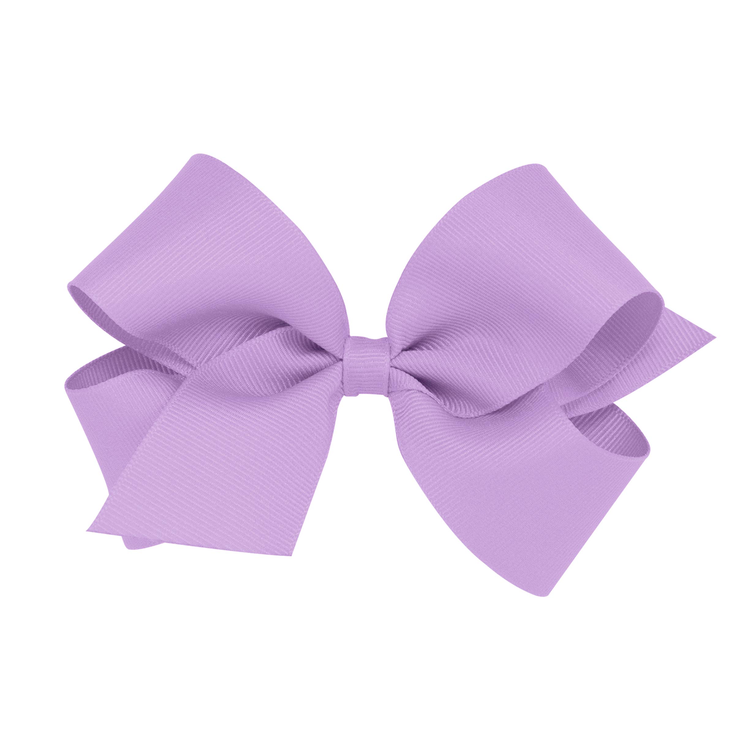 Wee Ones Girls' Classic Grosgrain Hair Bows on a WeeStay No-Slip Hair Clip, Handmade, Medium Sized Bow, Light Orchid