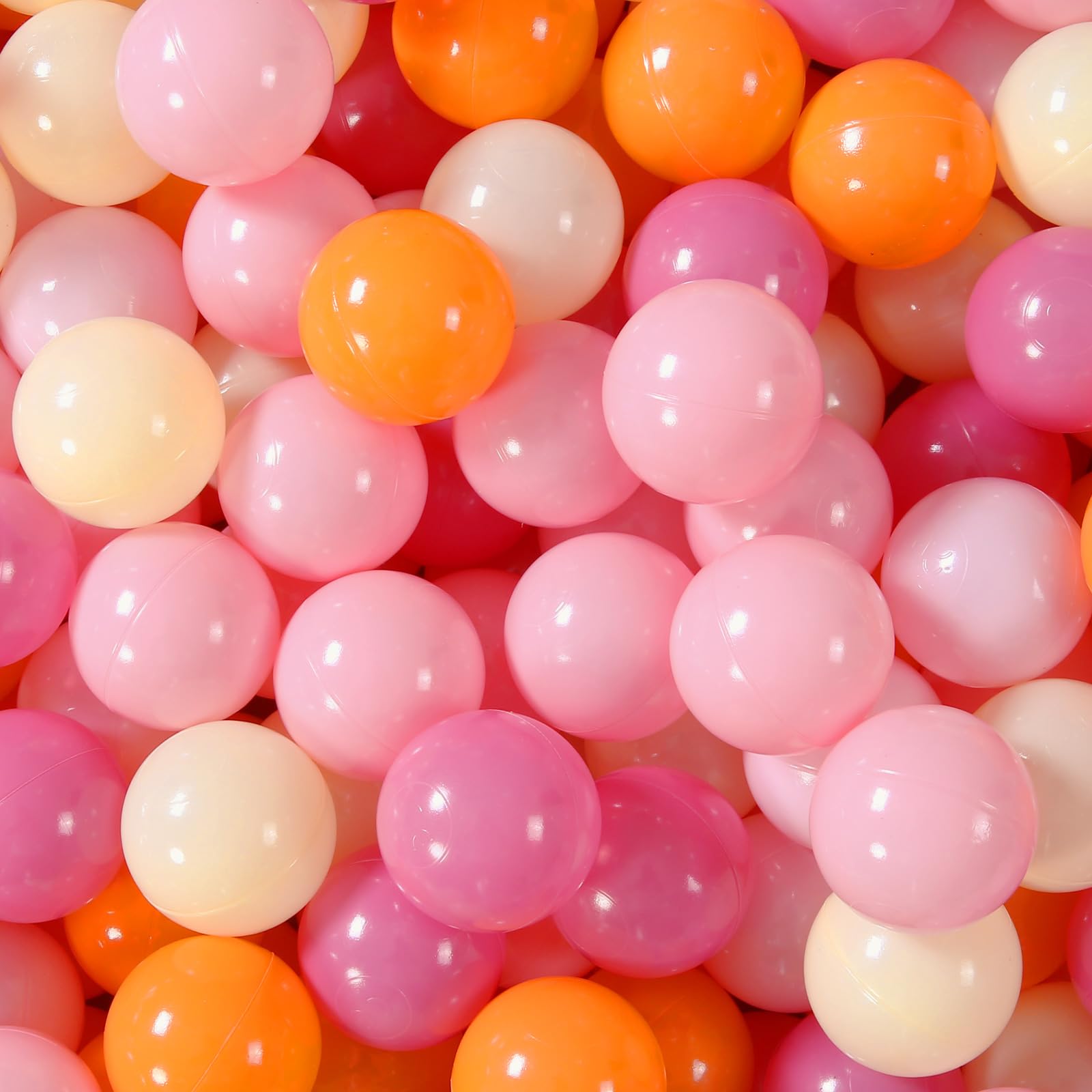 GOGOSO Ball Pit Balls for Toddler, Baby Plastic Playballs Kids Soft Pastel Pelotas Non-Toxic BPA-Free 3pink+Orange+Yellow, 200 Balls