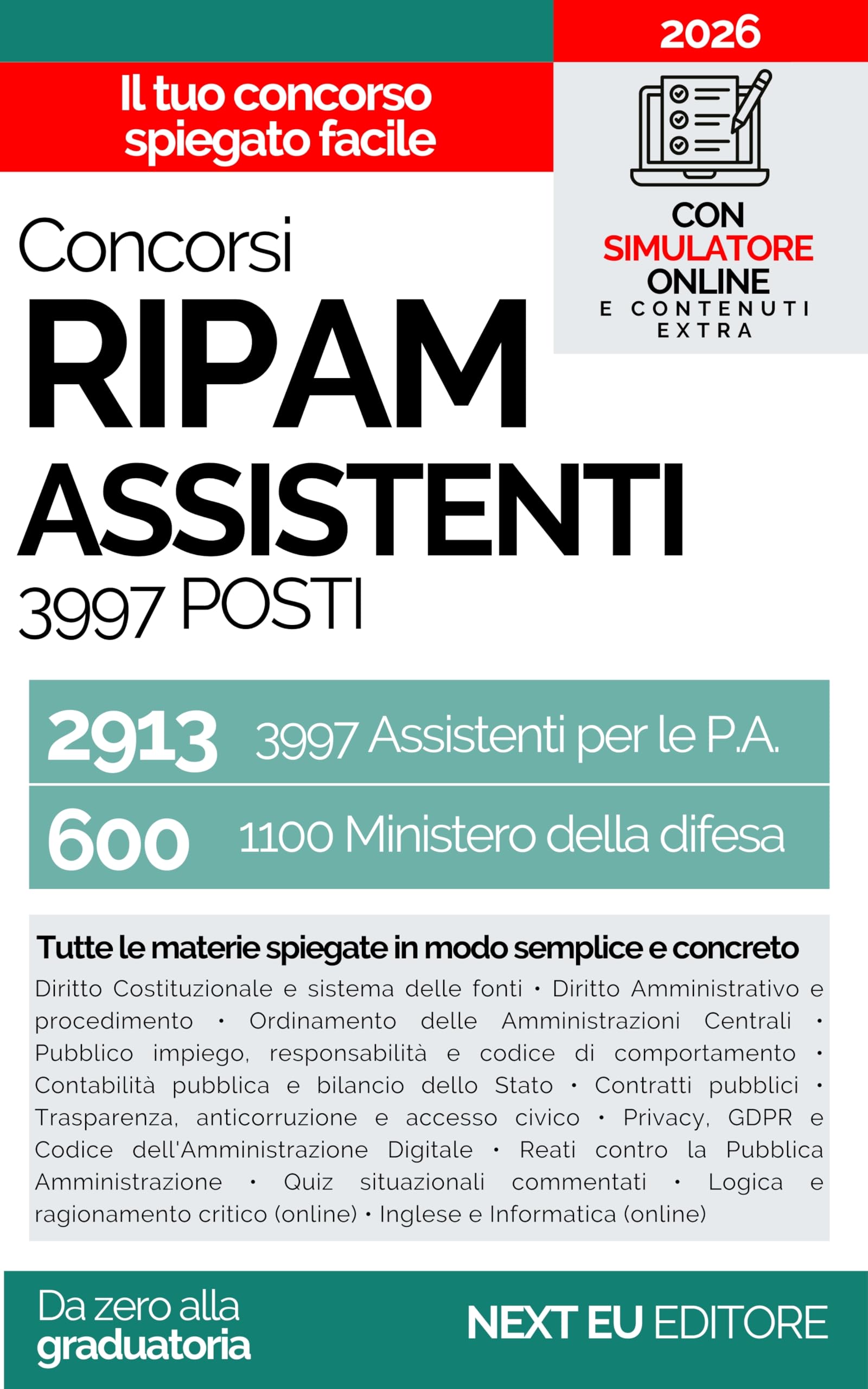 Concorsi RIPAM 2026 - 3997 posti: Teoria Spiegata Semplice per Capire, Memorizzare e Superare la Prova anche Partendo da Zero. Simulatore Online.