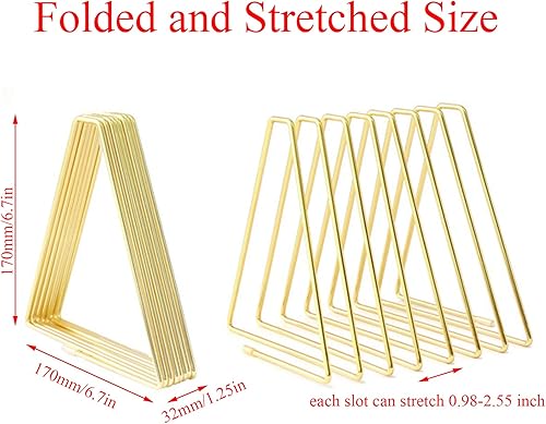 Miniatura 10 de Mantouxixi Soporte triangular ajustable de 7 ranuras para libros de escritorio, revistas, organizador de libros de alambre de metal, organizador de