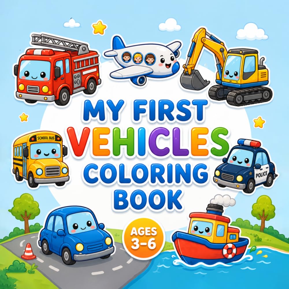 My First Vehicles Coloring Book: Big, Easy-to-Color Vehicles for Little Hands | Simple Car, Truck & Transport coloring pages | Perfect for Toddlers & ... Book for Toddlers and Preschoolers Ages 3–6)