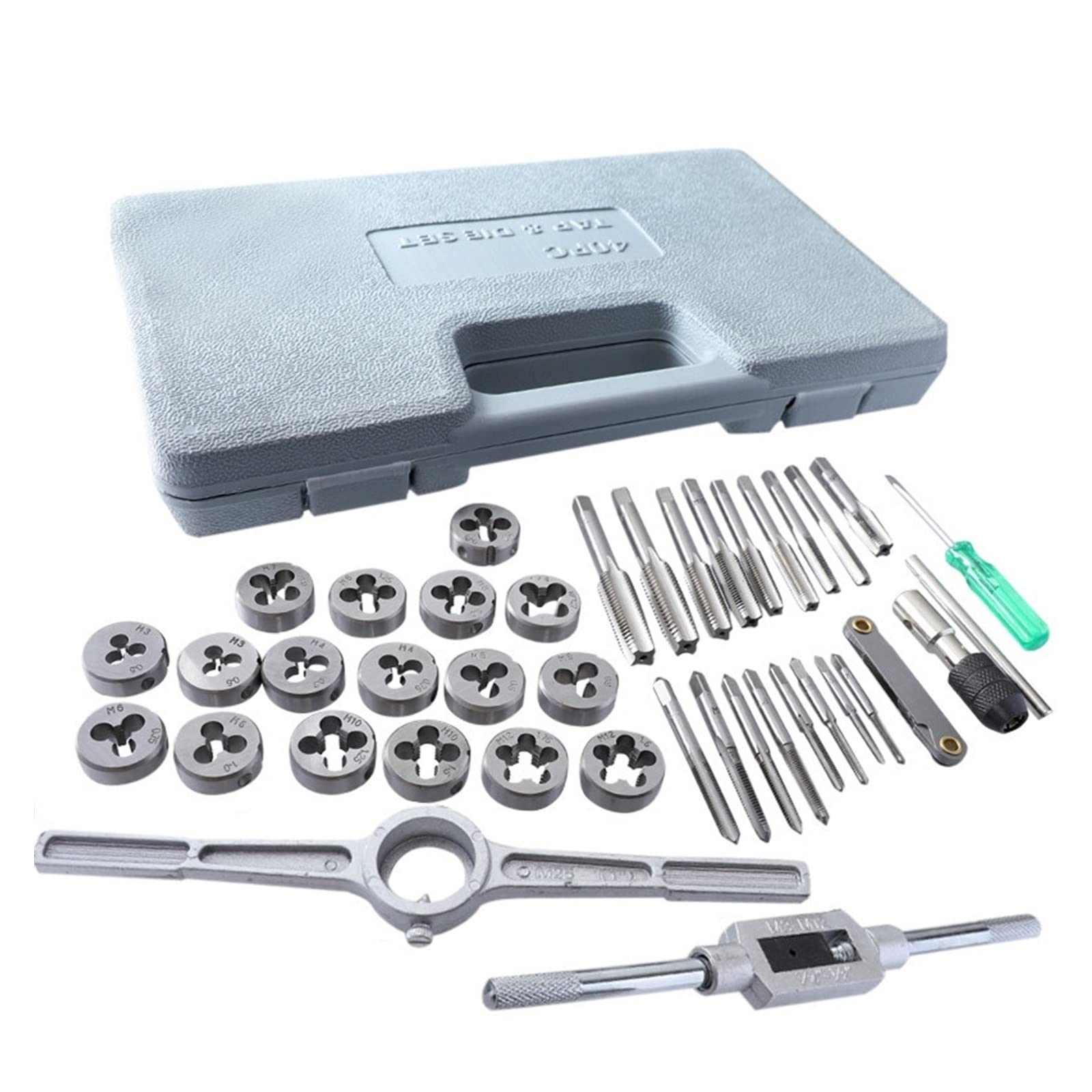 40pcs Tap Die Set Metric 3-12mm Alloy Steel Screw Tap Threading Tools with Storage Case