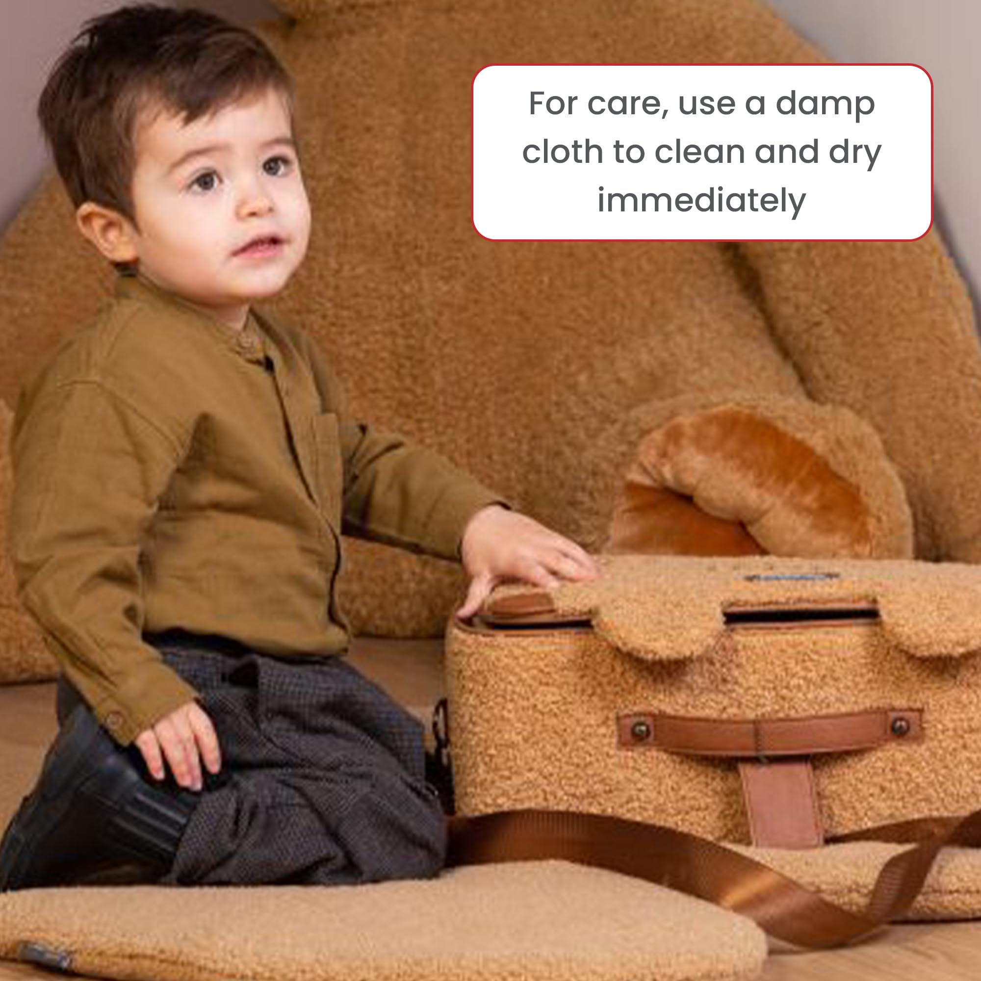 Childhome Valigia per bambini Weekend formato cabina compatto resistente con manico etichetta nome orsacchiotto marrone