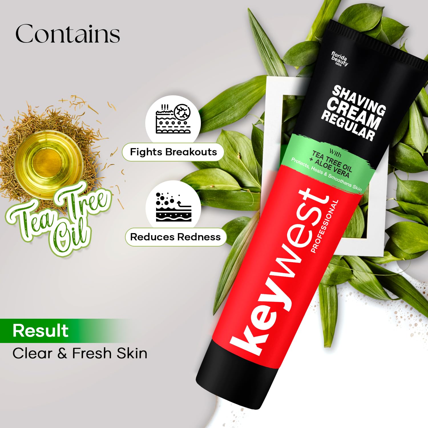 Keywest Regular Shaving Cream 125gm for Men All Skin Types | Enriched with Tea Tree Oil & Aloe Vera | Protects, Heals & Smoothens Skin | Prevents Razor Burns 2