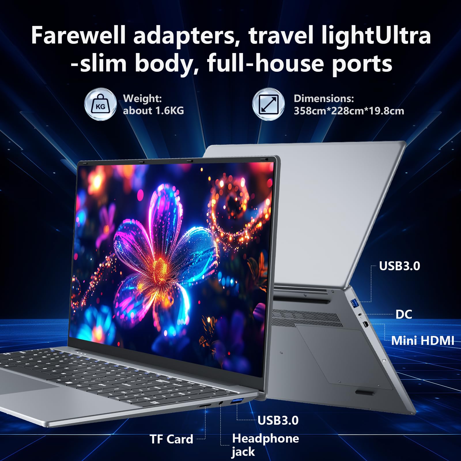 15,6 Pollici PC Portatile con Core i5 7Y54 Processore, 16GB RAM 512GB SSD, Win11 Notebook 1920*1080 FHD Schermo, Laptop Computer Portatile con Tastiera Numerico Retroilluminata WIFI5 Mini-HDMI USB3.0