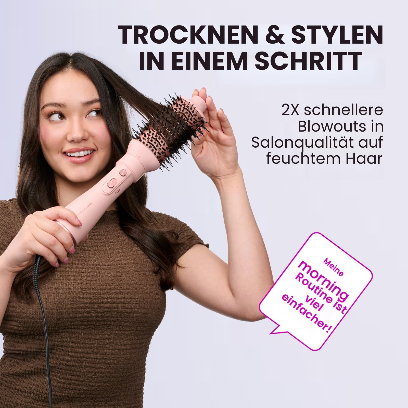 Wavytalk Blowout Boost Thermobürste Pink and Air Sculpt 5-in-1 Föhnbürste