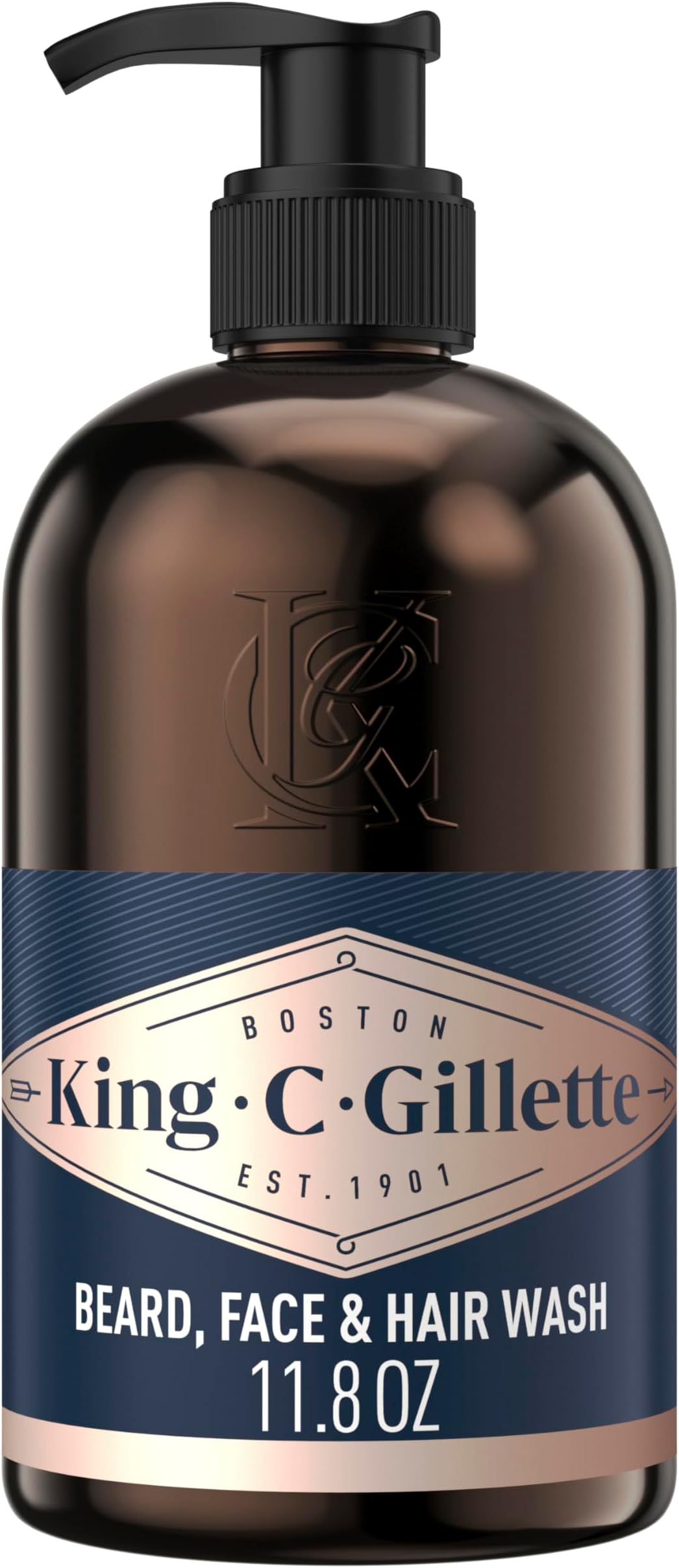 King C. Gillette Beard Wash, Mens Face Wash, 11 oz, Infused with Argan Oil and Avocado Oil to Cleanse Hair and Skin