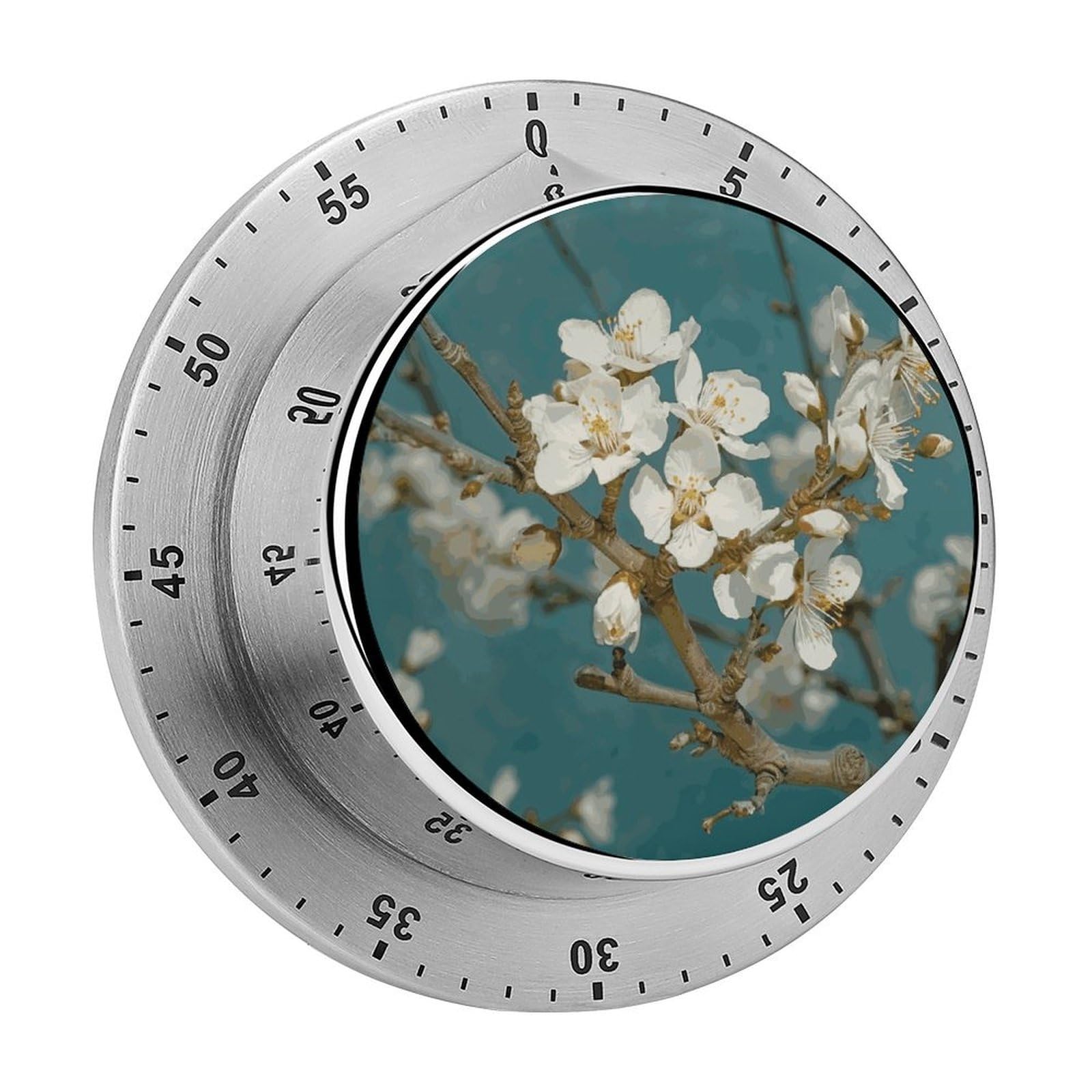Almond Blossom Visual Timer with Loud Alarm 60-Minute Kitchen Timers Exquisite Stainless Steel Body - Mechanical Desk Timer Countdown Clock for Cooking Chef Clock