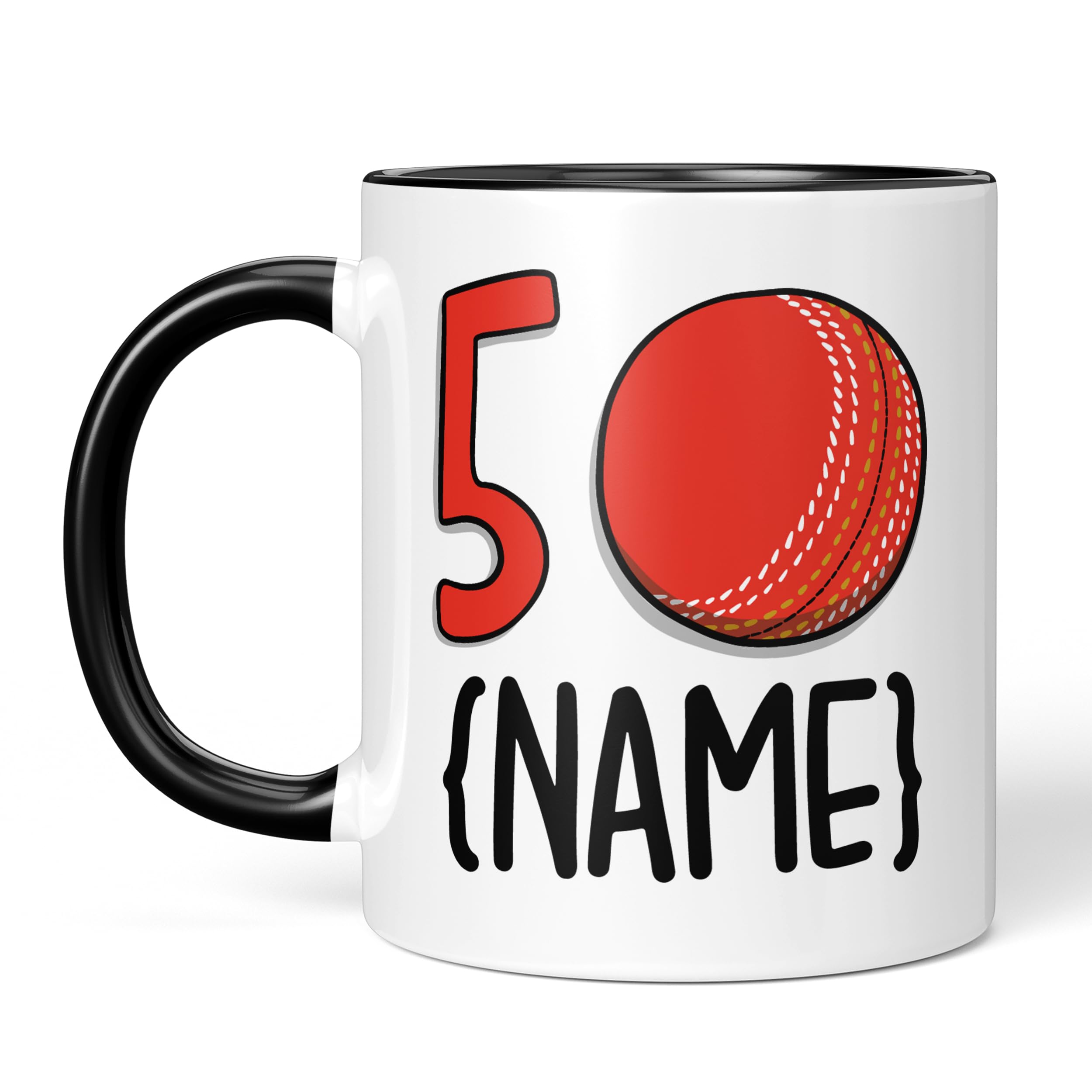 TeePee Creations Cricket 50th Birthday Gift, Present, for Husband, for Dad, for Grandad, Personalised, Cricket Fan Mug (50th)