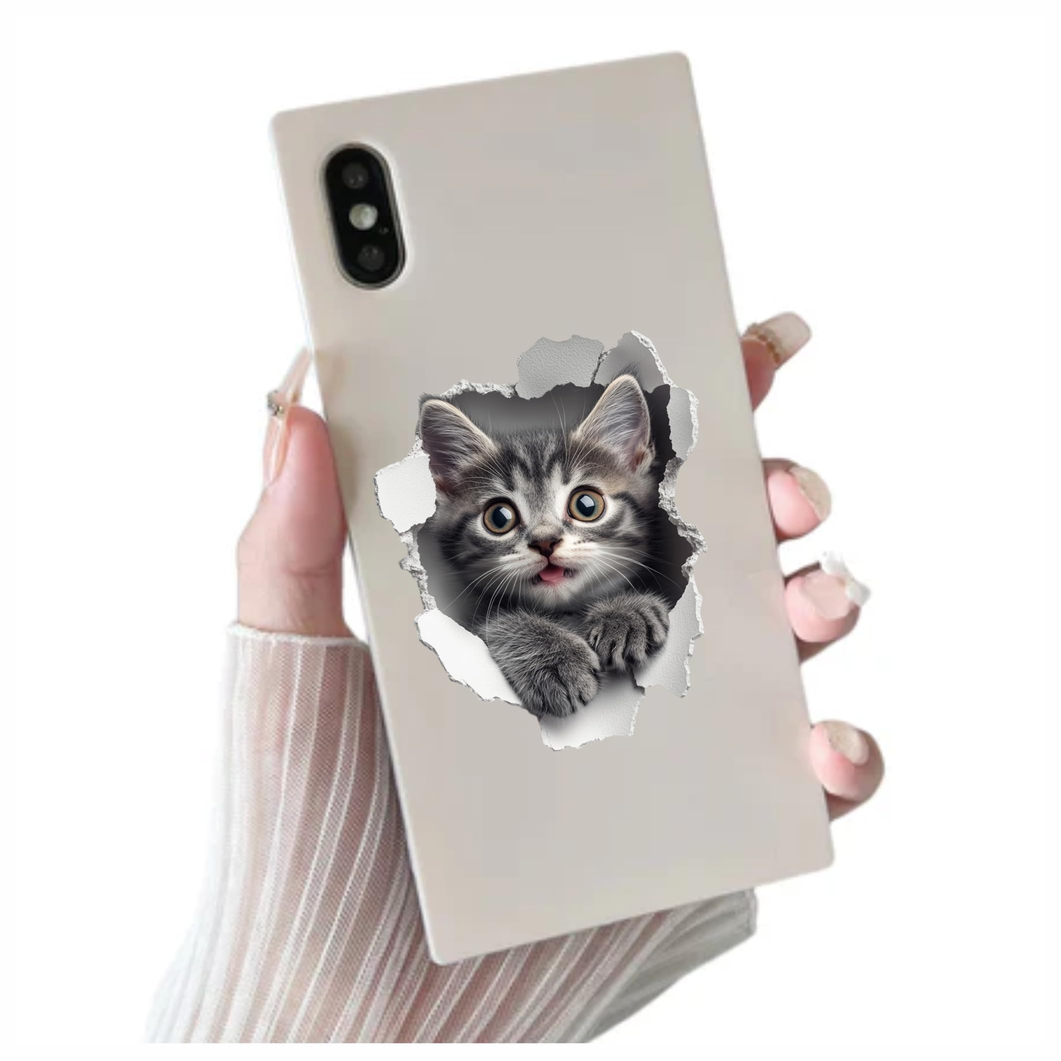x4 Savannah Kitten Vinyl Stickers Cover Marks Non Transparent Waterproof Decals 1@20cm Tall & 3@7cm Tall Ideal for Toilet Car Phone case - Image 3
