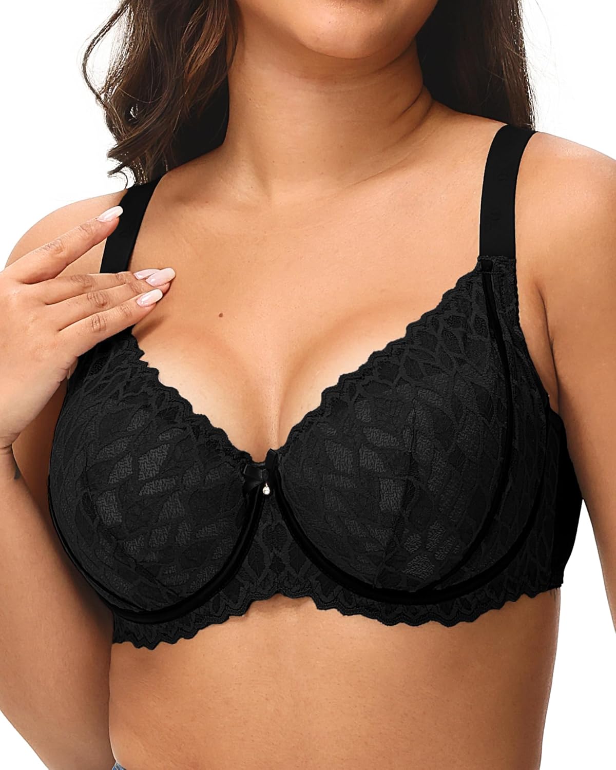 Plus Size Lace Bras for Women Full Coverage Comfortable Underwire Bra