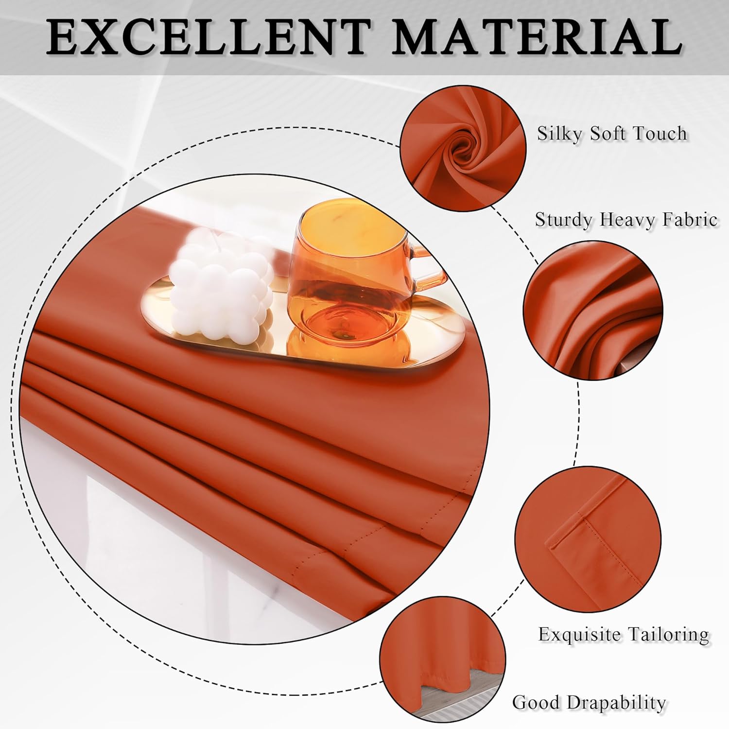 KEQIAOSUOCAI Burnt Orange Blackout Curtains 84 Inches Long for Girls Room 2 Panels Grommet Room Darkening Insulated Thermal Sun Blocking Curtain Drapes for Nursery Bedroom Living Room 38Wx84L