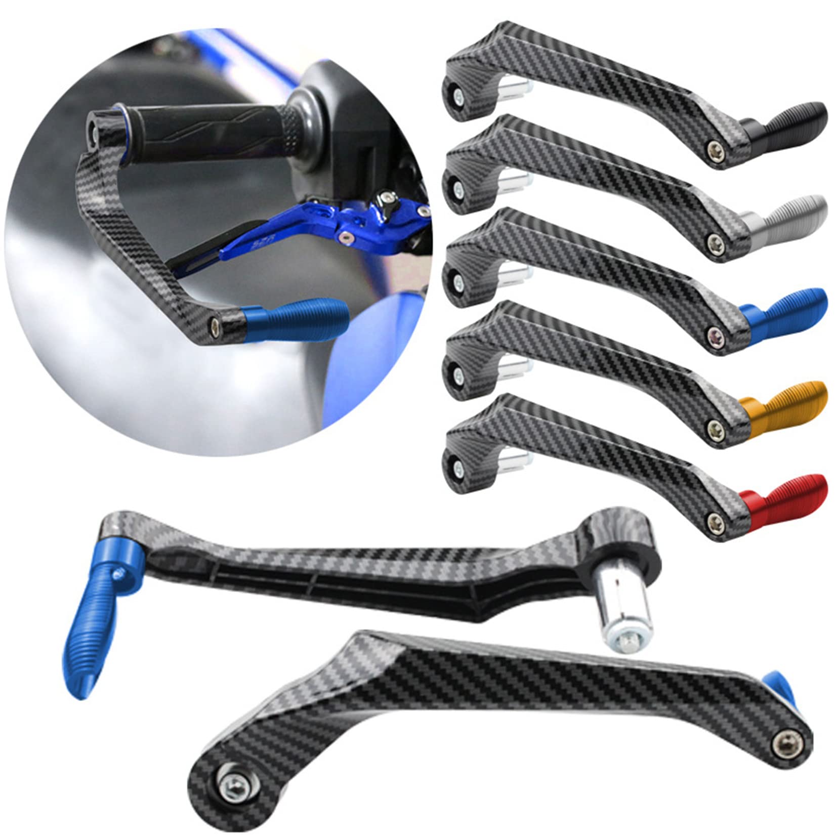 Protector de Palanca de Embrague de Freno de Manillar de Motocicleta Manillar Universal de 7/8" de 22 mm,PSLER Protector de Mano Accesorios para Motos(Azul)