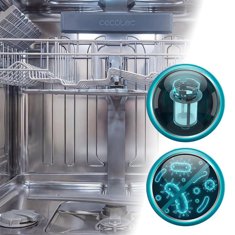 Cecotec Lavastoviglie Libera Installazione 45 cm Bolero Aguazero 4350 Inox. 9 Coperti, 4 Programmi, Classe D, Inverter Plus Duo, Pannello Touch, AutoClean, Delay Start, Cestello Posate, Inox
