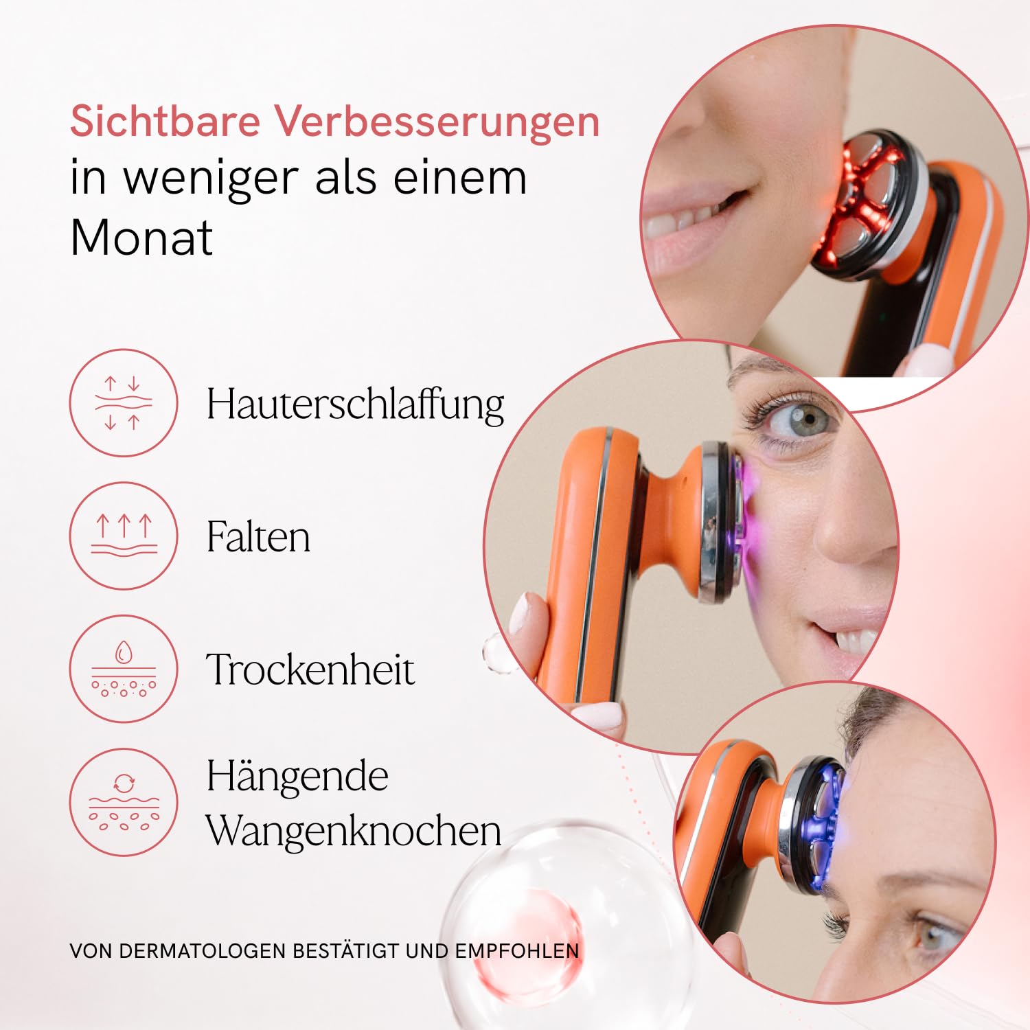 MASDERM | Professionelles 5-in-1 Radiofrequenz-Gesichtsgerät | Ultraschall für das Gesicht | Gesichtsmassagegerät | Anti-Falten-Gerät | straffende Galvanik Gesicht | Hohe Frequenz | Hochfrequenz