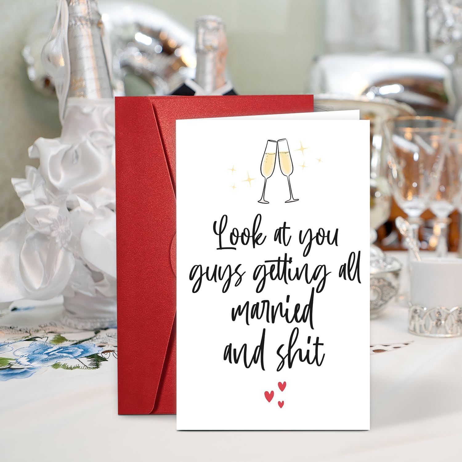 NewEleven Wedding Gifts For Couples 2025 - Funny Wedding Card For Bride And Groom, Newly Wed Gifts For Couple - Meaningful Present From Friend And Family - Greeting Card Getting All Married image 5 of 7 B0FC6DQZCQ