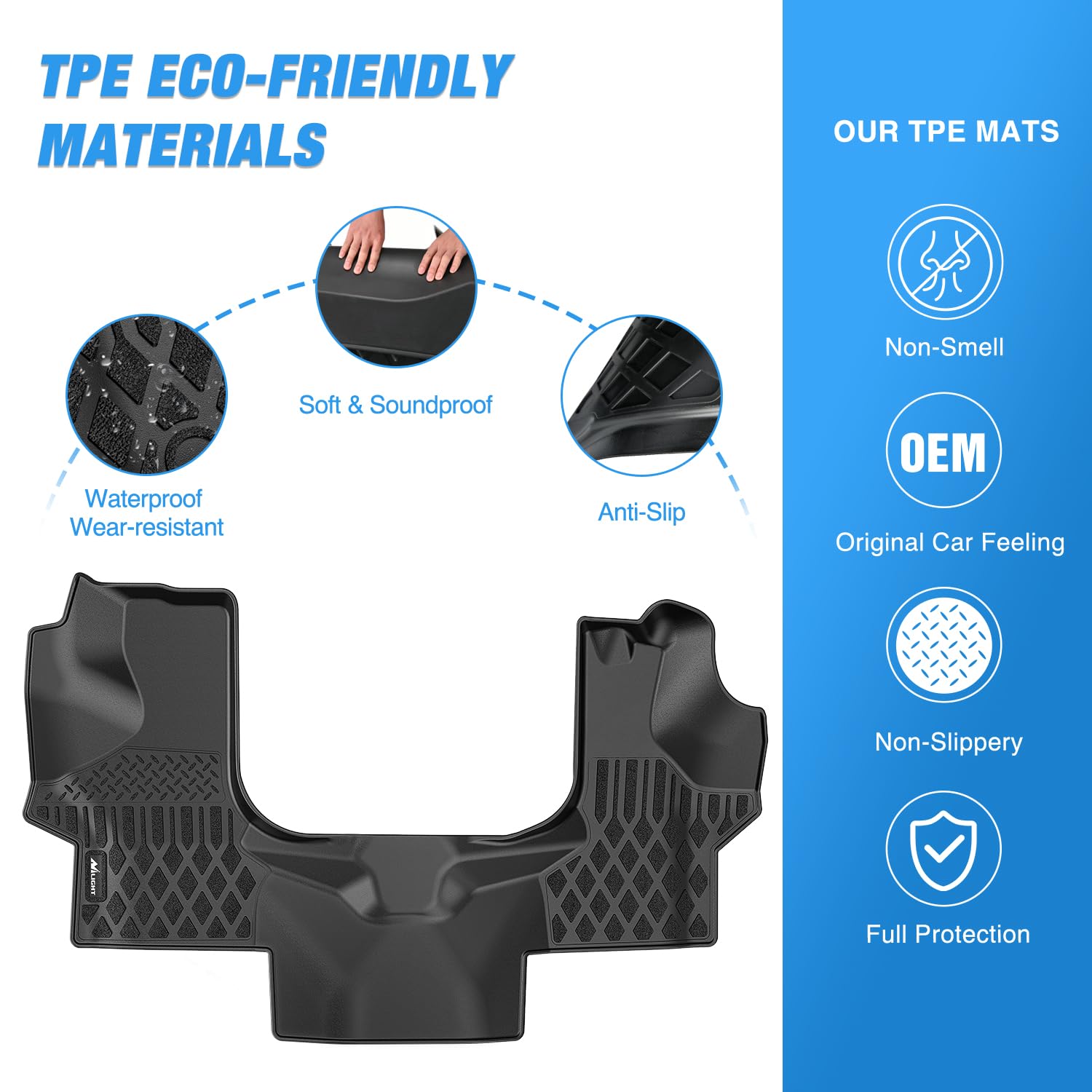 Nilight TPE Floor Mats for Chevy Express GMC Savana 1500 2500 3500 2015 2016 2017 2018 2019 2020 — view 3