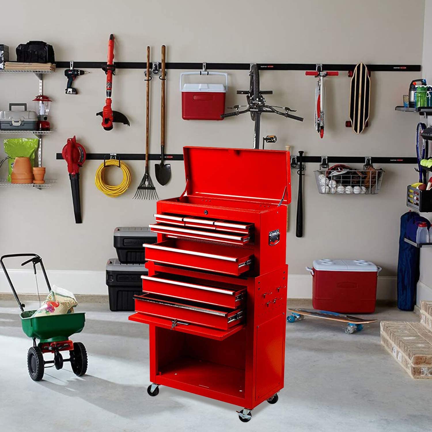 Nee 8Drawer Tool Chest Tool Box, Rolling Tool Chest with 4 Wheels,rage