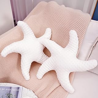 Marble Empire White Starfish Pillow 2-Pack for Couch and Bed, Coastal De...