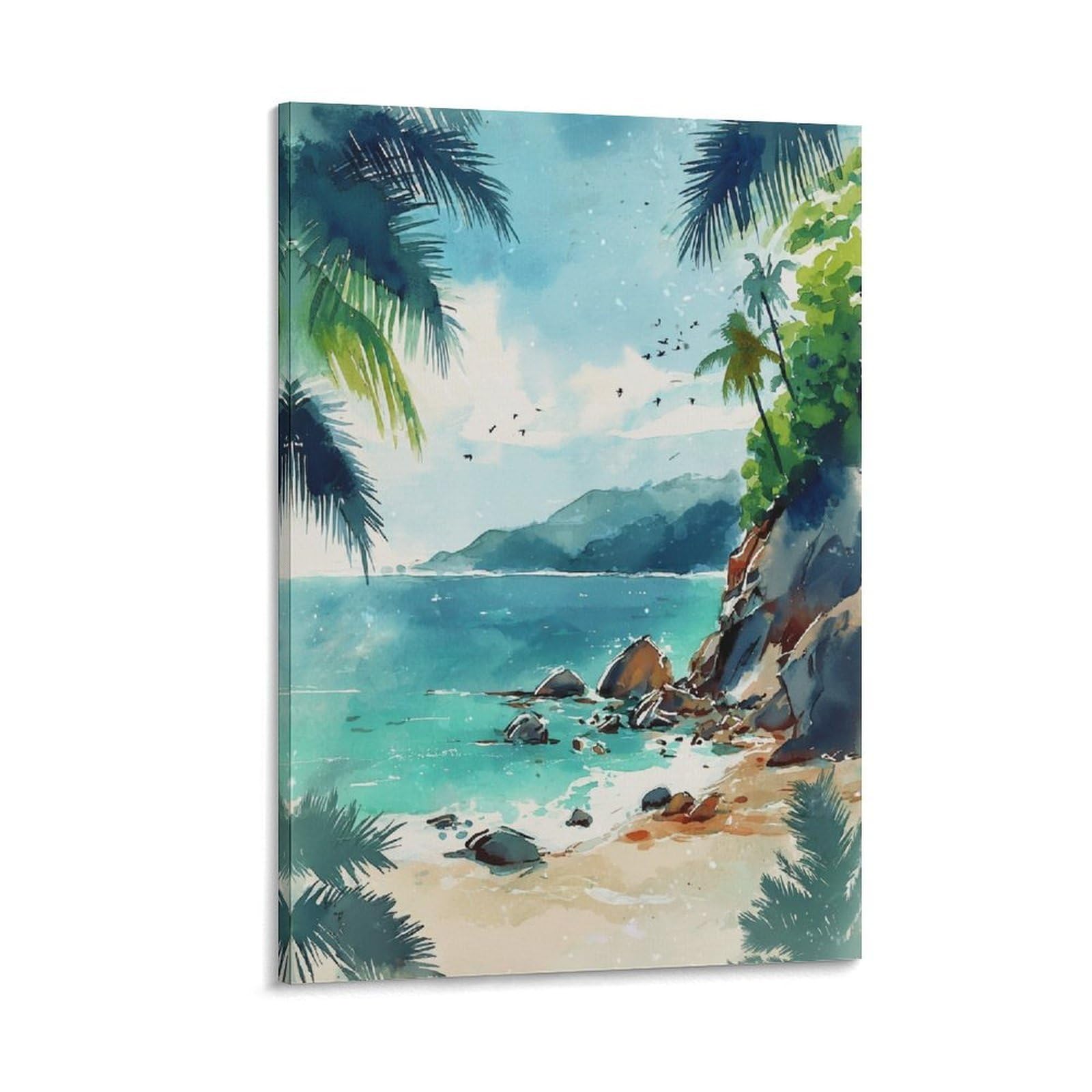 XWYMXZ Jamaica Watercolor Painting Retro Travel Posters 20x30inch(50x75cm) Vintage Watercolor Canvas Art