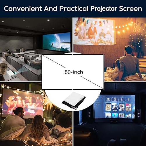 Miniatura 2 de TMY Proyector de 7500 lúmenes con pantalla de proyector de 100 pulgadas proyector portátil compatible con 1080P Full HD mini proyector de película