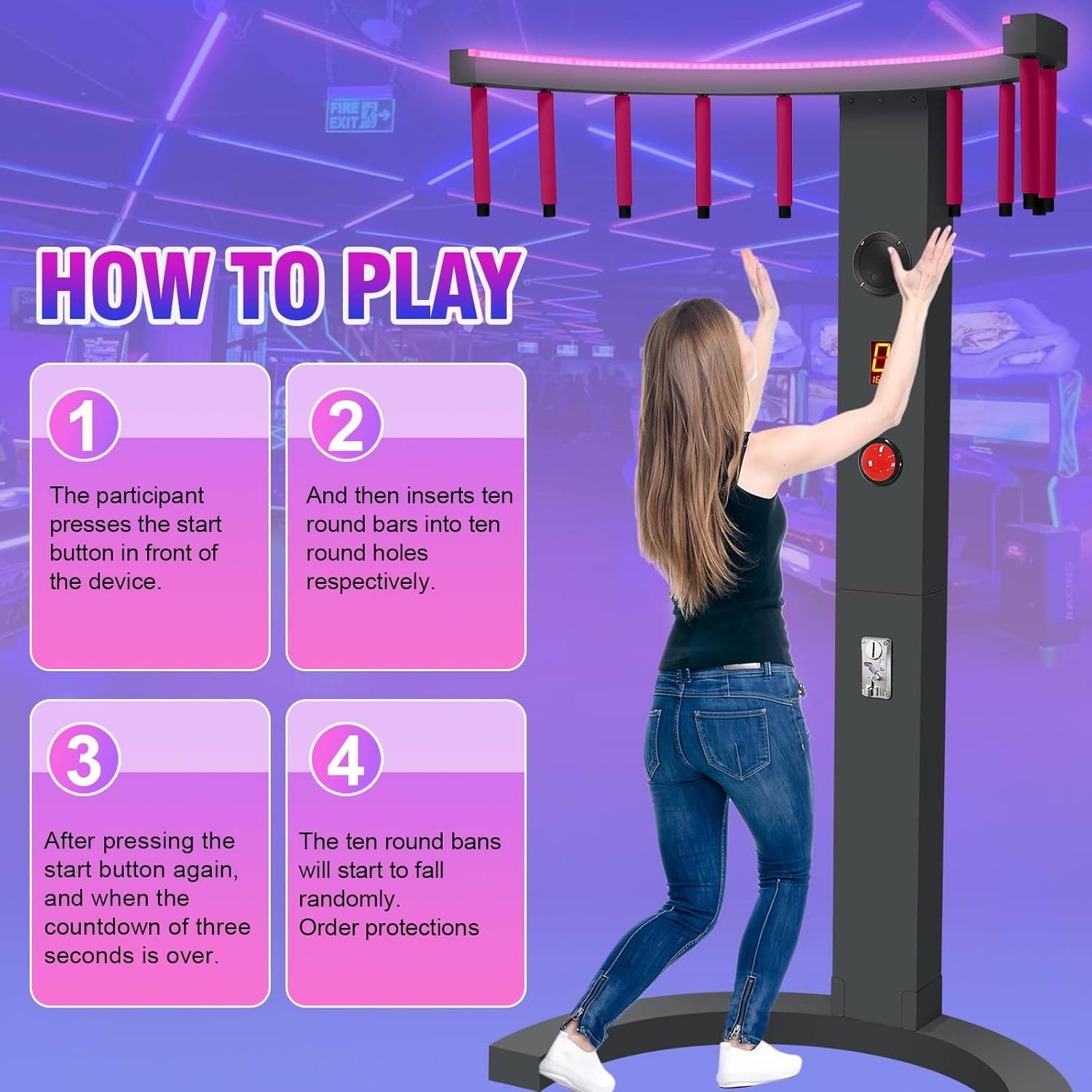 Hand Eye Coordination Training Catching Stick Game Reflex Sticks, Catching Stick Arcade Game for Party, Business and Family Game Night (Black)