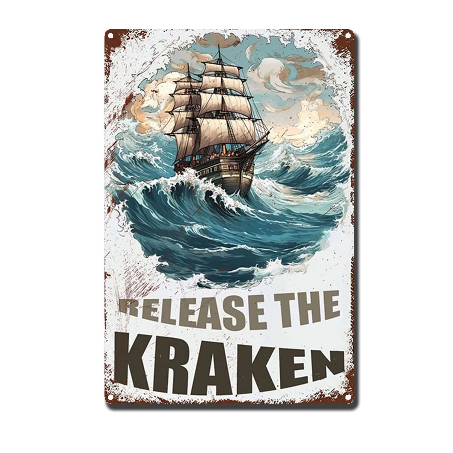 HYCLAM Metal SignRelease The Kraken Restoring The Toilet Bathroom Art Ancient Ways Wall Decor Wall Hanging 8x12inch-Tin Sign