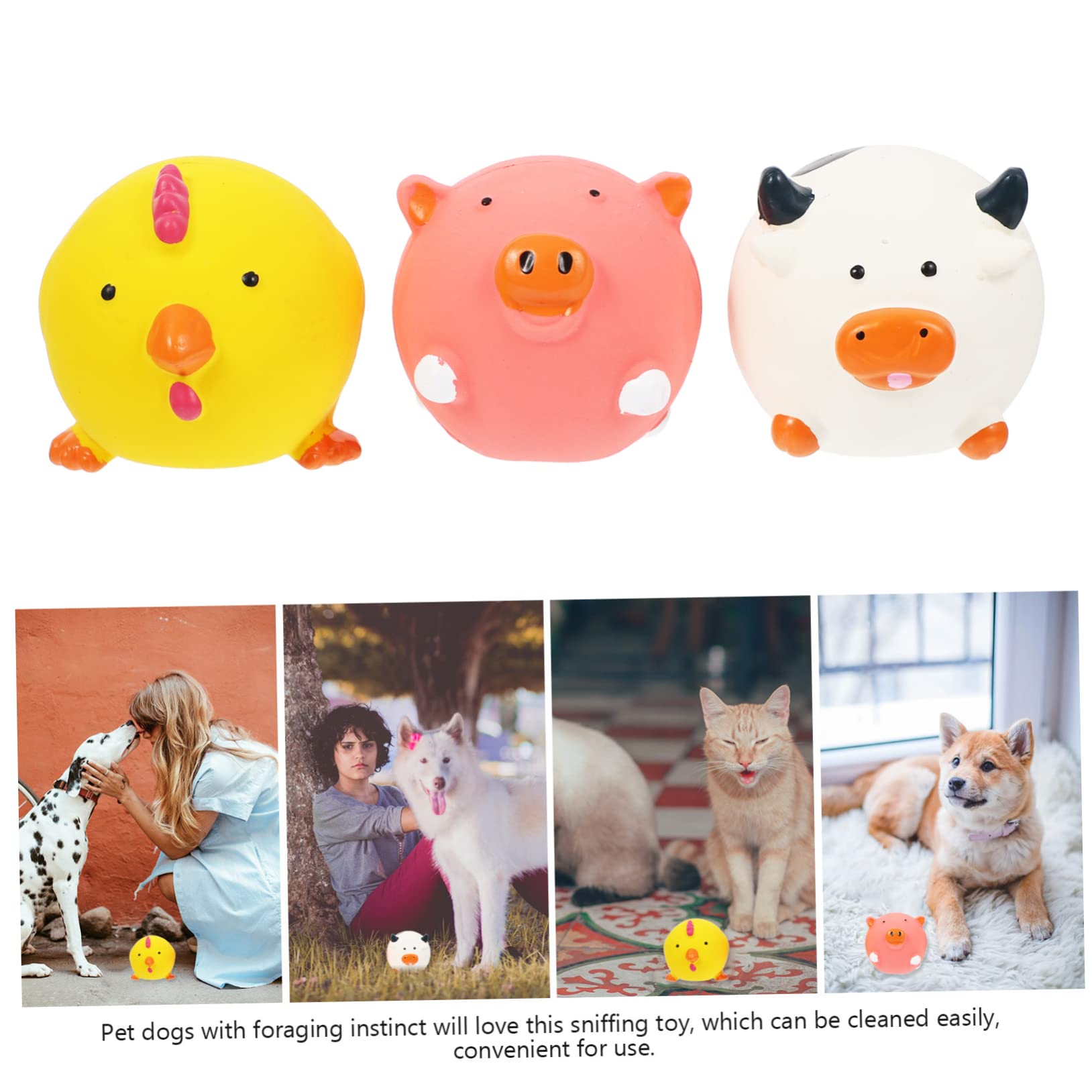 Beavorty 9stücke Latex Quietschspielzeug Für Hunde Interaktives Kaumaterial Tierdesign Schwein Küken Kuh Für Kleine Und Mittelgroße Haustiere Langlebig Und Für Stundenlangen