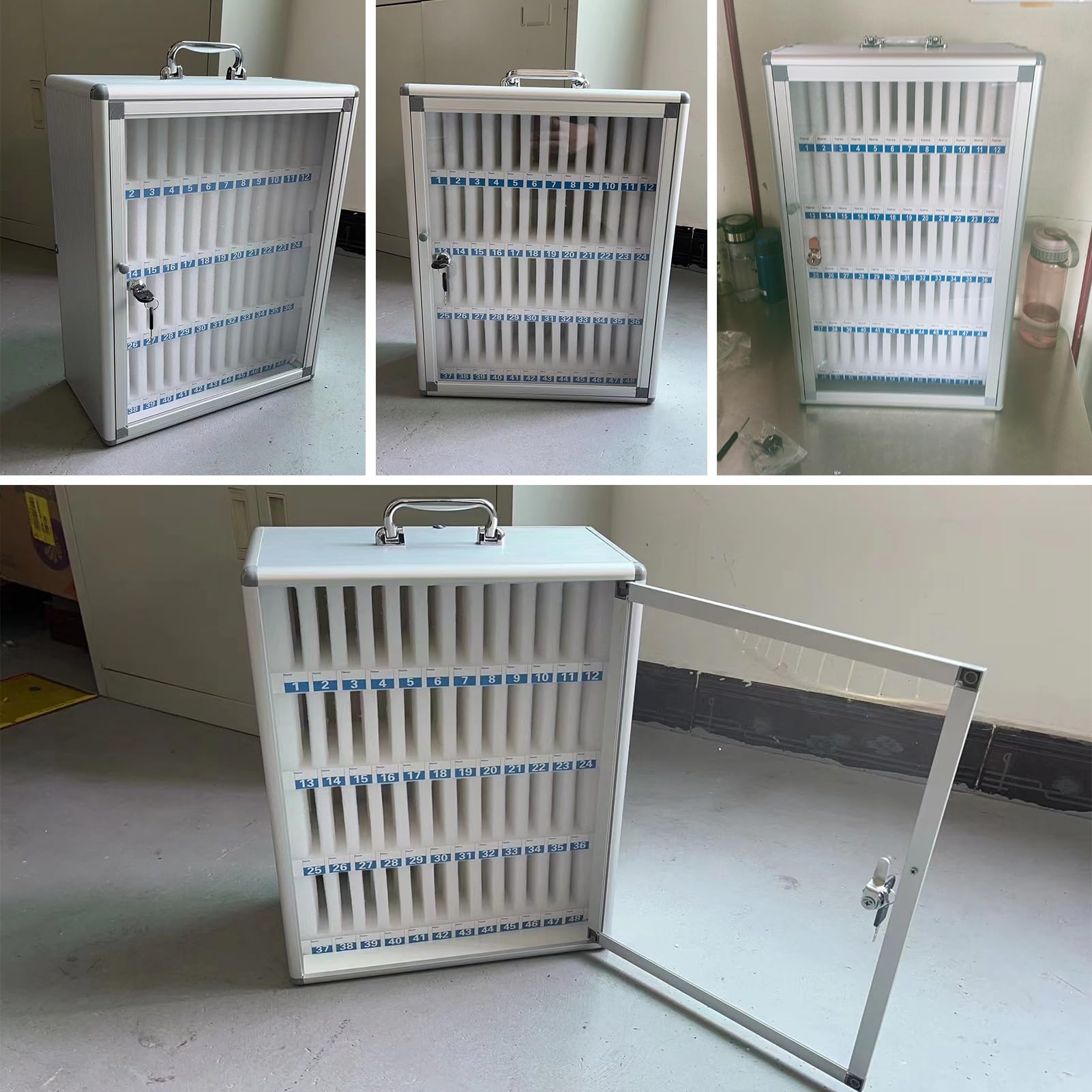 Scatola portaoggetti in lega di alluminio per telefoni cellulari, organizer da scrivania, organizer da parete, organizer da parete (48 slot)