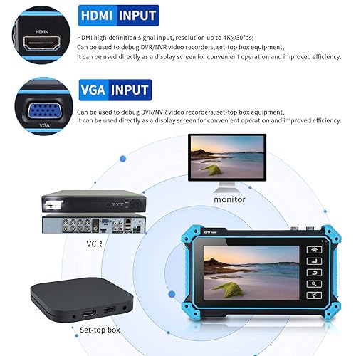 Miniatura 4 de 5 en 1 Probador de cámara CCTV Probador de monitoreo multifuncional IP+coaxial de alta definición (TVI/CVI/AHD/SDI) Detección de cámara Entrada