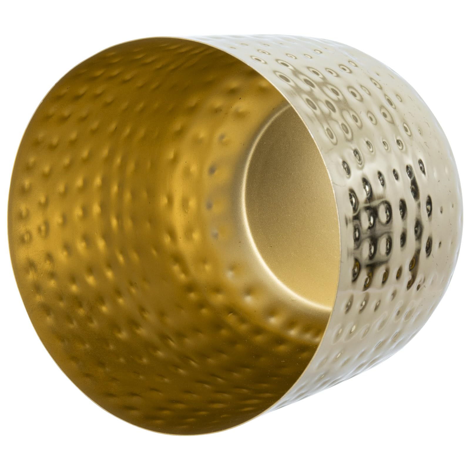 MyGift Modern Hammered Brass Plated Metal Plant Pots for