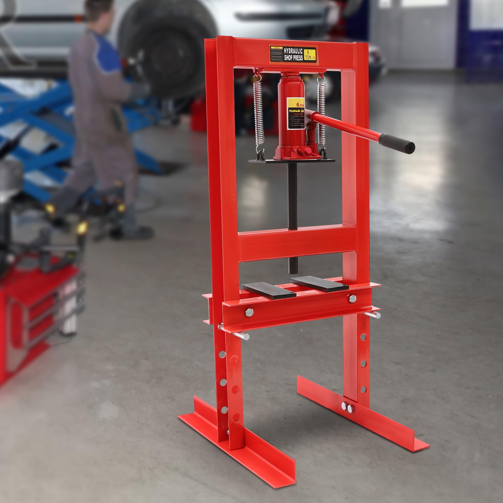 Pressa da officina idraulica da 6T, attrezzatura da officina, altezza di corsa 125 mm, pressa manuale per cuscinetti in acciaio al carbonio, pressa da officina per boccole auto, giunti sferici, giunti