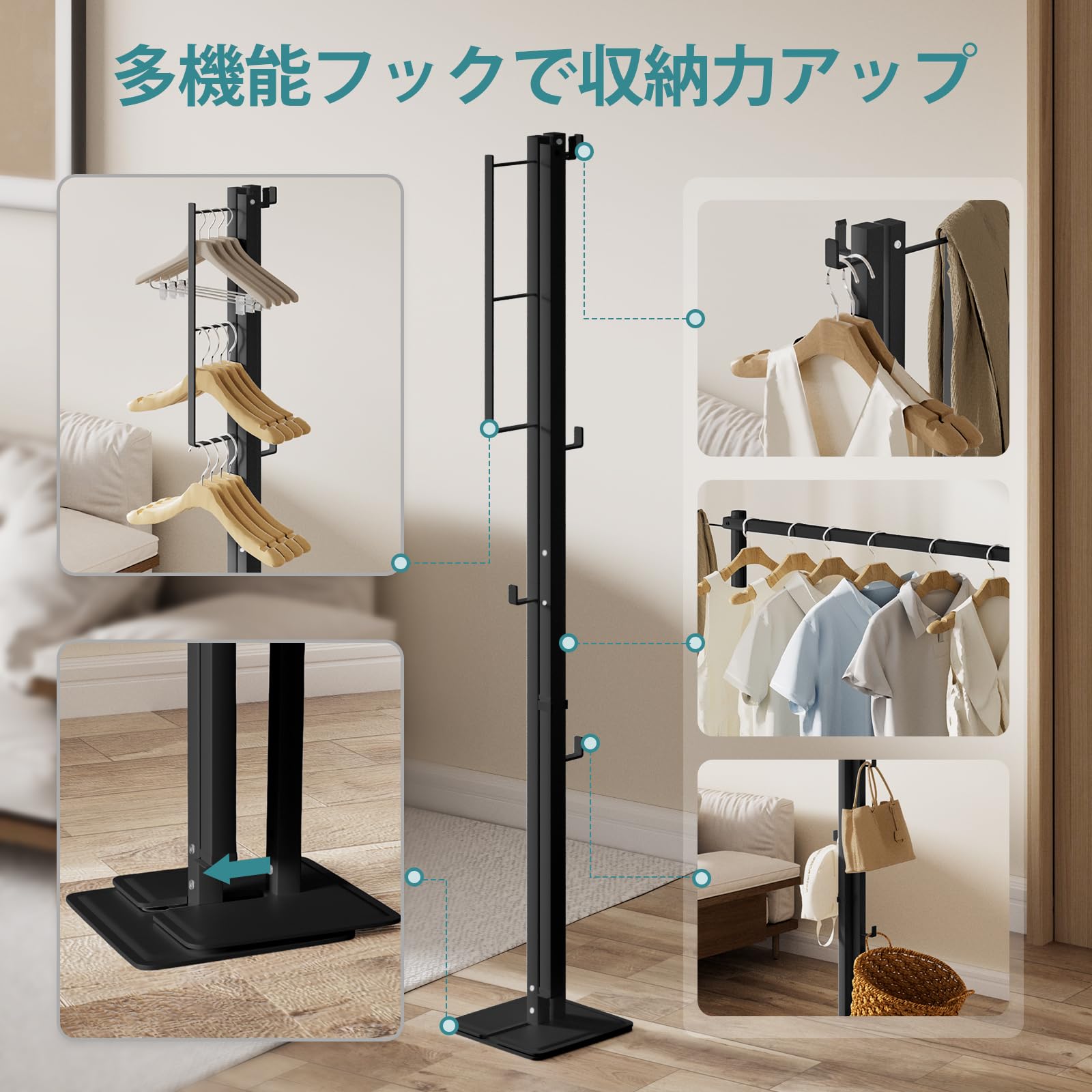 Amazon.co.jp : JAUREE 物干しスタンド 室内 折りたたみ式 洗濯物干し