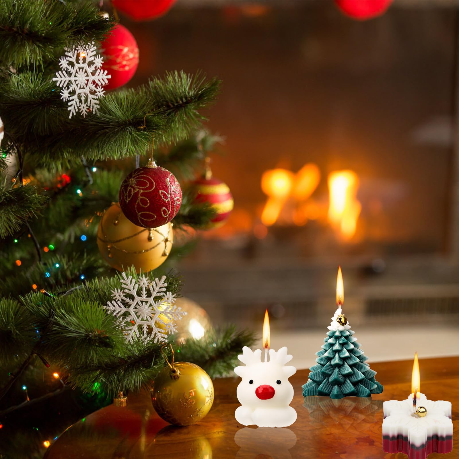 Bougies Parfumées De Noël Fyrdyn - Cire De Soja, Formes Mignonnes (bonhomme De Neige, Père Noël...) - Décoration Maison Ambiance Fête