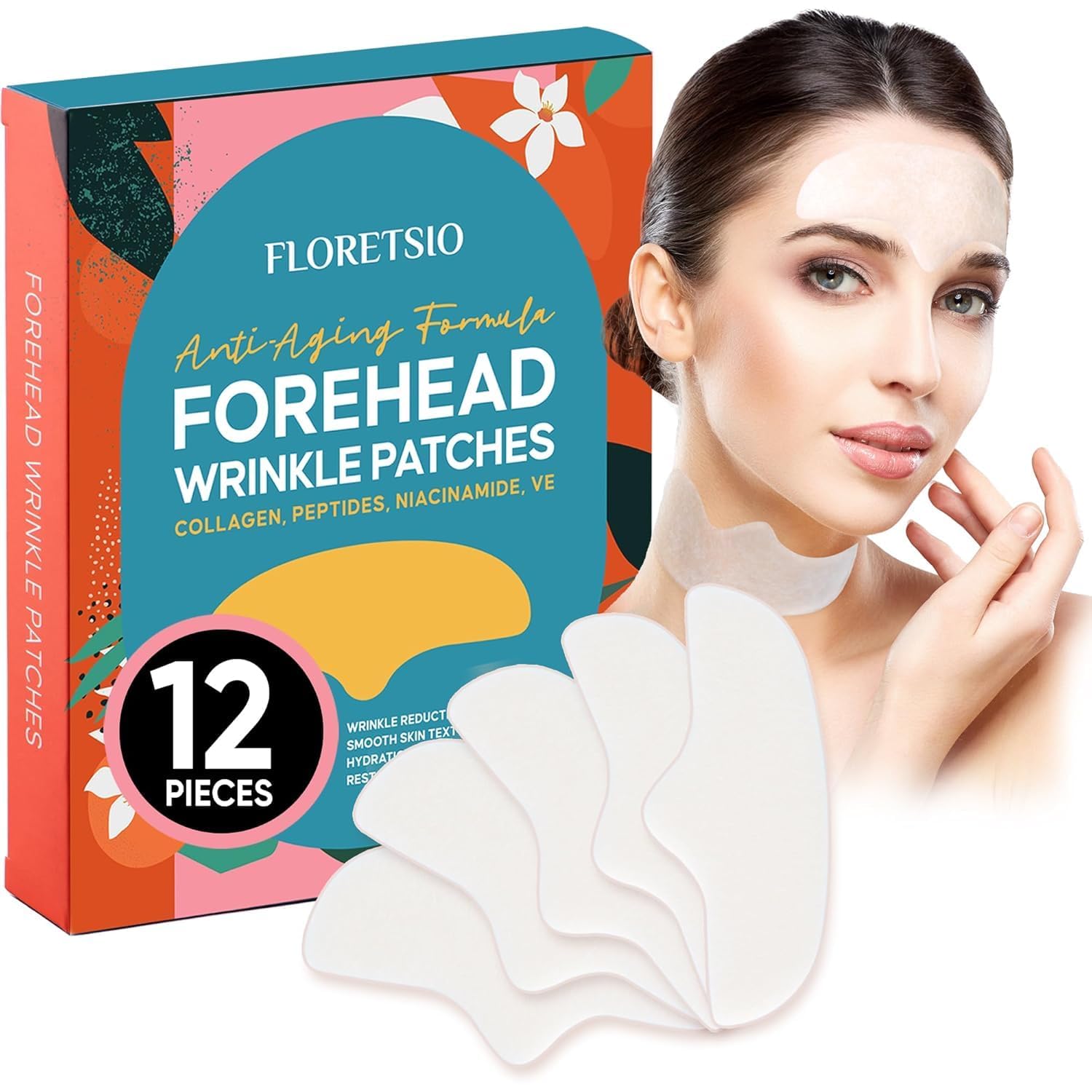 Forehead Wrinkle Patches with Collagen, Overnight Smoothing Forehead Wrinkle Treatment, Wrinkle Remover for Fine Lines, Smile and Frown Lines, Smoothies Facial Patches 12 Pcs 1 Count (Pack of 12)