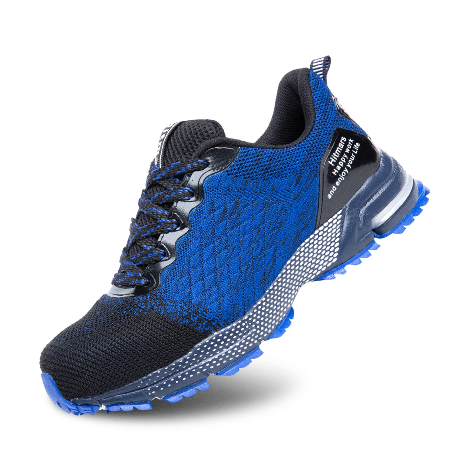 Hitmars Scarpe Antinfortunistiche Uomo Scarpe da Lavoro Donna Punta in Acciaio Scarpe da Cantiere Safety Shoes Leggere Scarpe Sportive di Sicurezza Nero Blu EU36-48