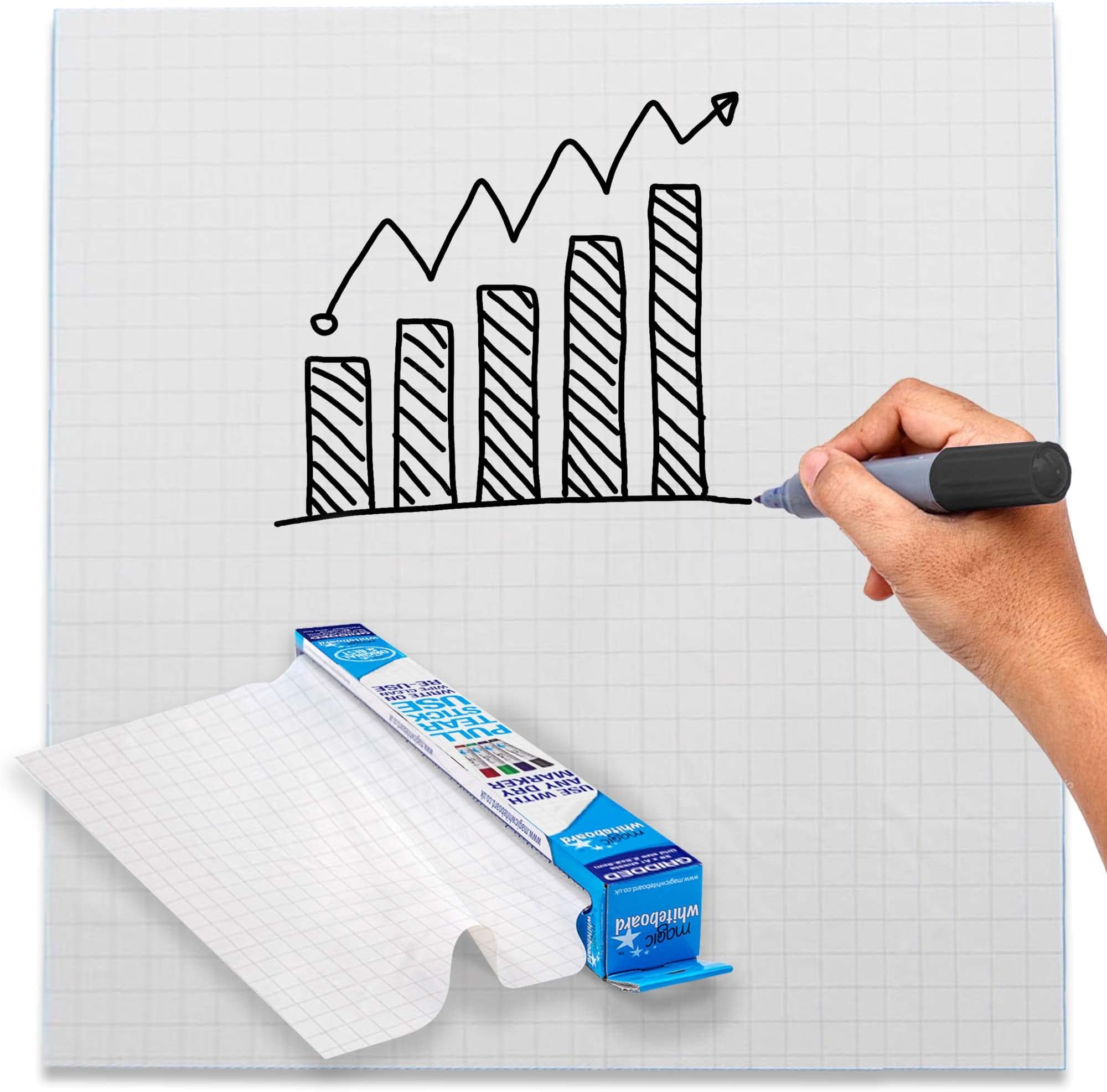 Magic Whiteboard Sheets Stick on Wall - A1 Static & Portable White Board for Wall, Window, Fridge, Glass & Doors - Easy Clean, Dry Erase Board for School & Office - 25 Small Whiteboard Squared Sheets
