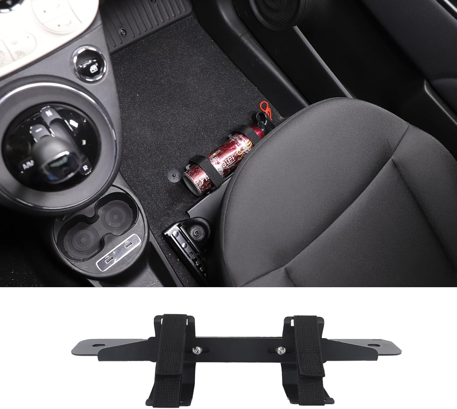 Front Co-pilot Seat Fire Extinguisher Spacer Lift Kit Compatible with Fiat 500 2007-2021 2022 2023 2026+,Fire Extinguisher Bracket Under the Co-pilot Seat Aluminum Alloy (Screw Style)