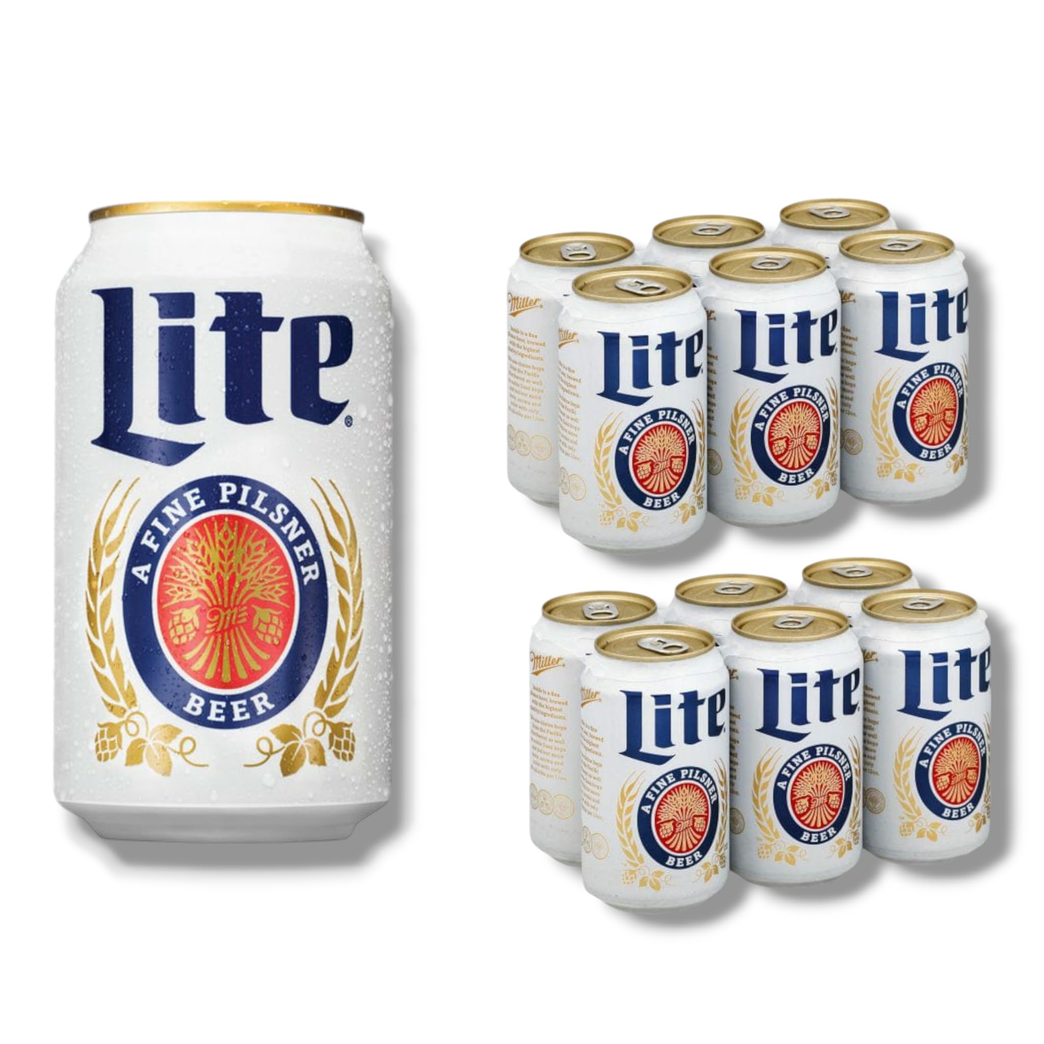 Miller Lite 12 x355ml- Kalorienreduziertes Leichtbier als amerikanisches Pils mit 4,2% Vol.- Inkl. Haus der Biere Berlin Bierdeckel