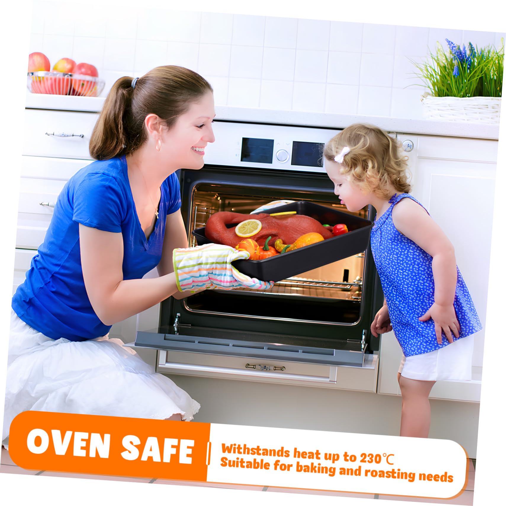 Uonlytech 2stücke Edelstahl Backblech für Ofen Backbleche mit Antihaftbeschichtung Stabil und Vielseitig Einsetzbar für Backen und Grillen