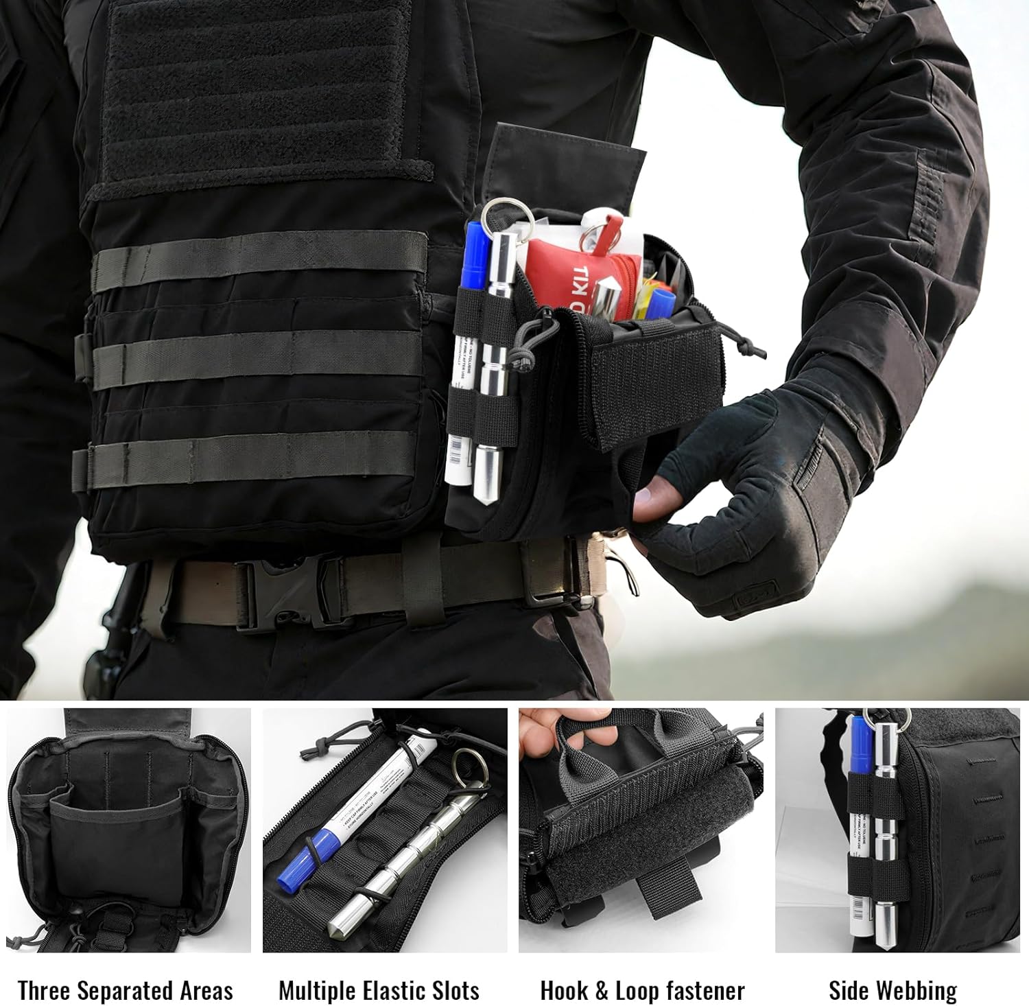 Tactical MOLLE Pouch First Aid EMT Bags IFAK Utility Pouches Quick Release Survival Bag for Outdoor