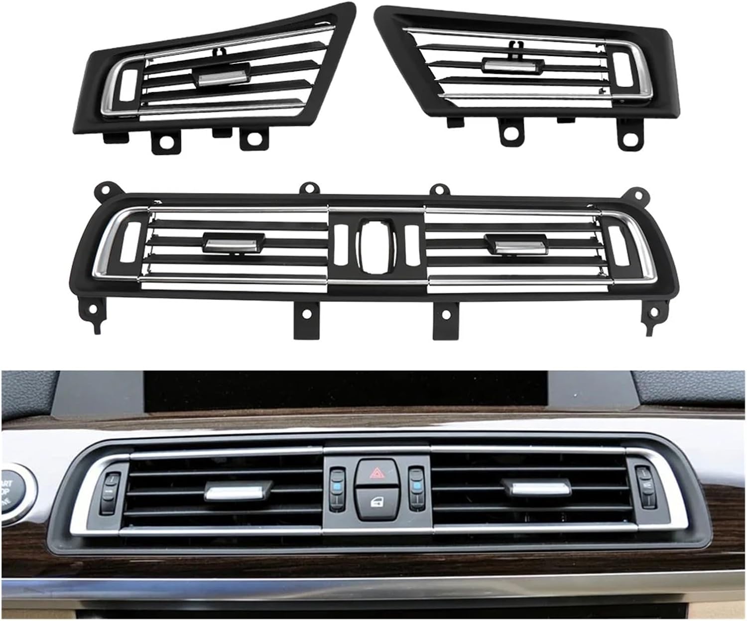 Chrome Front Center Left/Right Air Vent Grille Outlet Cover Middle Rear AC Vent Panel | Compatible With BMW 7 Series F01 F02 730 735 745 750(Rear Model A)