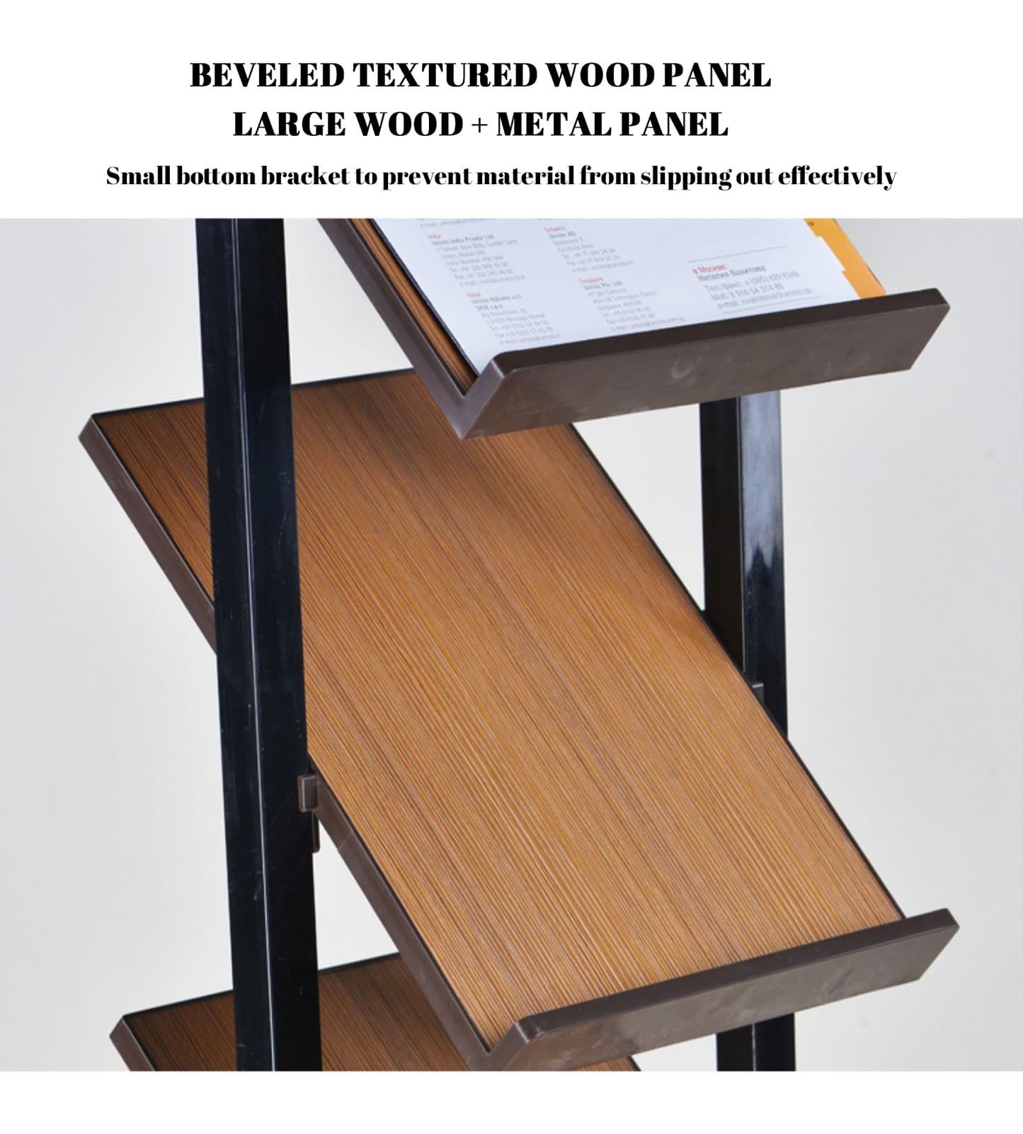 Porte-revues à 4 Niveaux, présentoir à brochures, présentoir à littérature au Sol, présentoir biseauté, Base antidérapante, Porte-revues Polyvalent, pour Bureau, Salle d'attente (Couleur : S