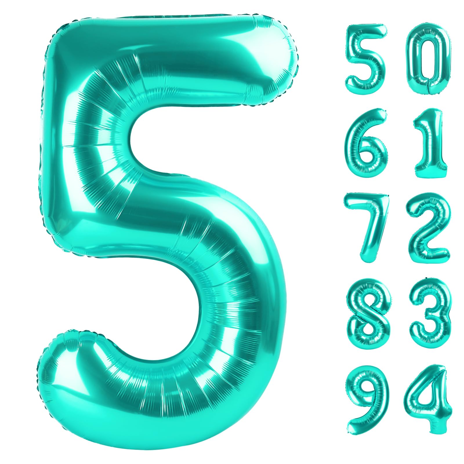Nile Blue 5 Balloon - Number Balloon 40 Inch, 5th Nile Blue Decorations