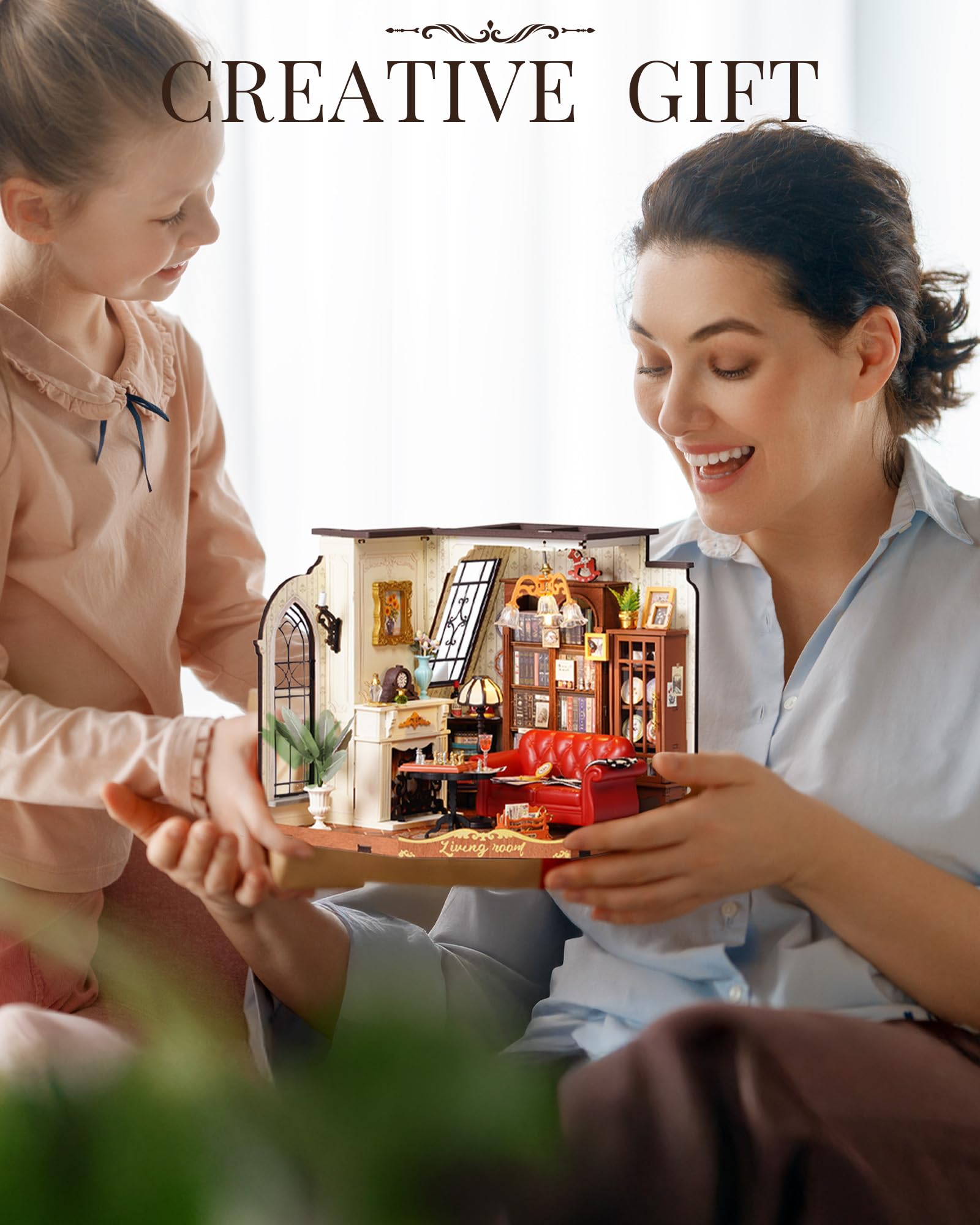 Rolife Casa delle Bambole in Miniatura Salotto di Catherine Kit Modello in Legno da Costruire per Adulti Regalo di Compleanno per Ragazze