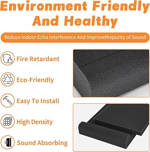 Miniatura 2 de Paquete de 2 almohadillas de aislamiento para monitor de estudio, espuma acústica de alta densidad, almohadillas de aislamiento de sonido para