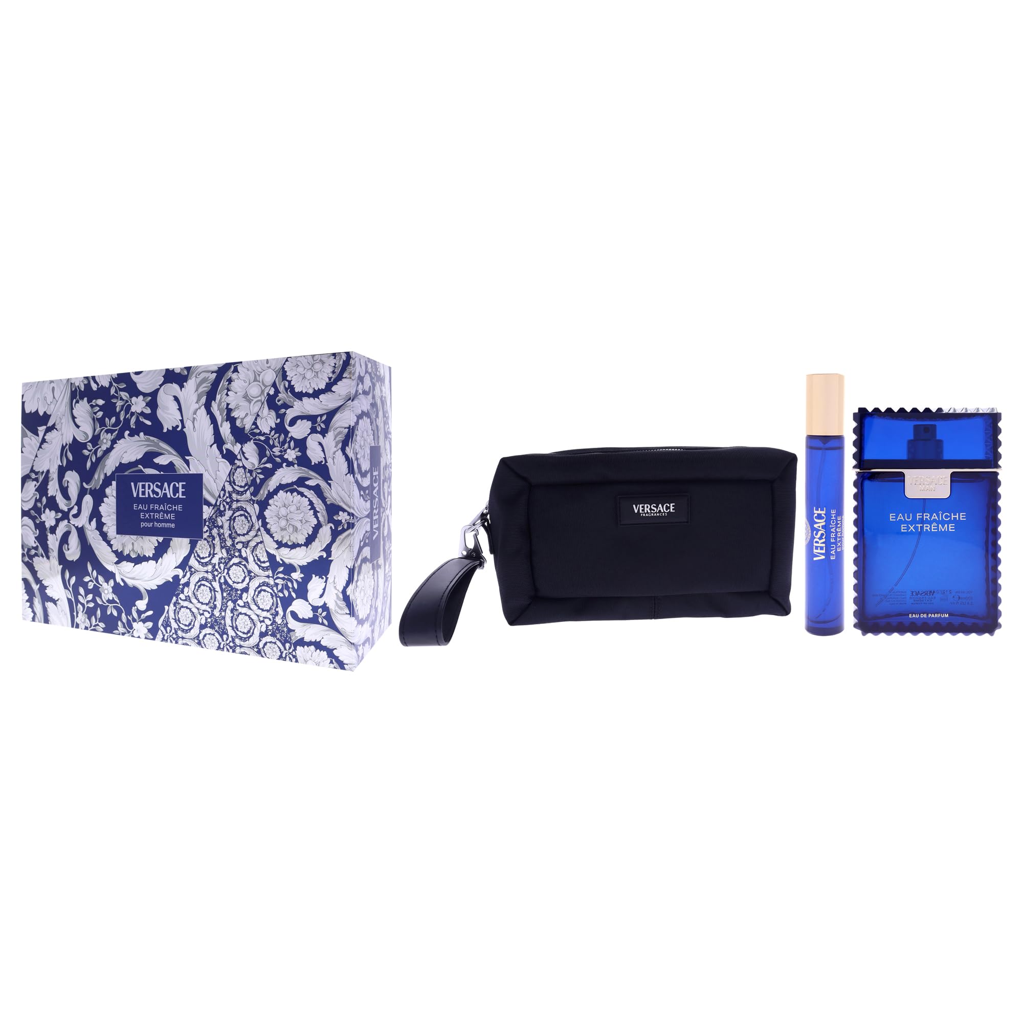 Versace Eau Fraiche Extreme Eau de Parfum Geschenkset 2025, 100 ml Eau de Parfum, 10 ml Reisespray und Kulturbeutel