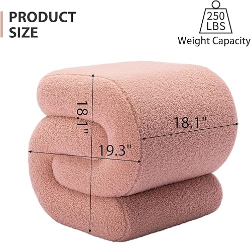 Miniatura 2 de KIVENJAJA Taburete otomano Sherpa, moderno en forma de S, taburete otomano, taburete otomano, silla decorativa para el suelo, taburete para sala de