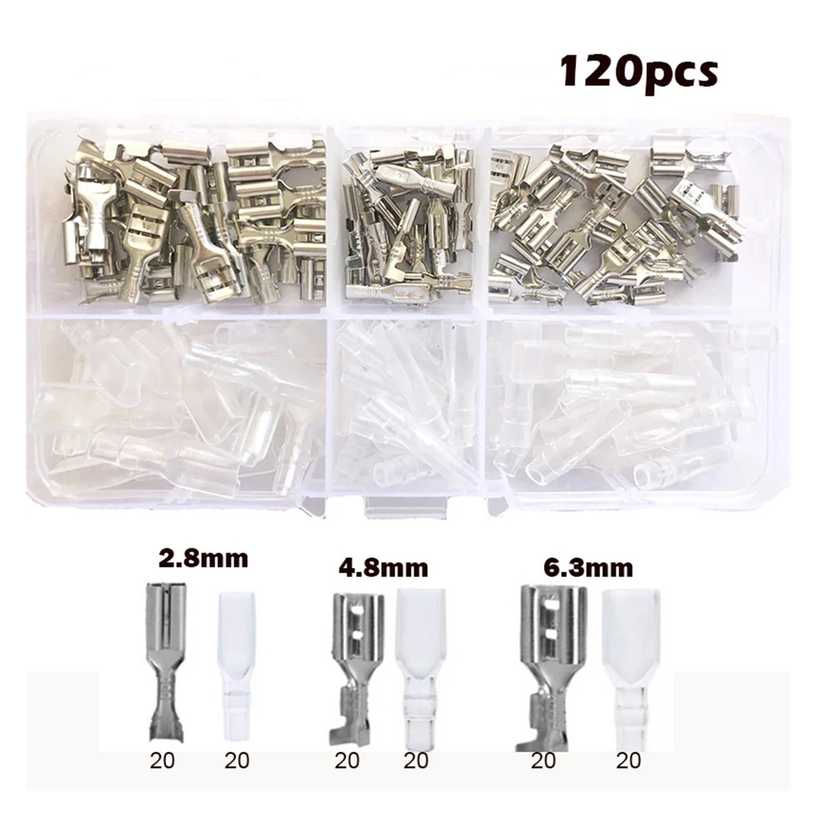 Kit surtido de terminales de crimpado eléctricos, macho y hembra, pala 2,8 4,8 6,3mm(320pcs Brass Set)