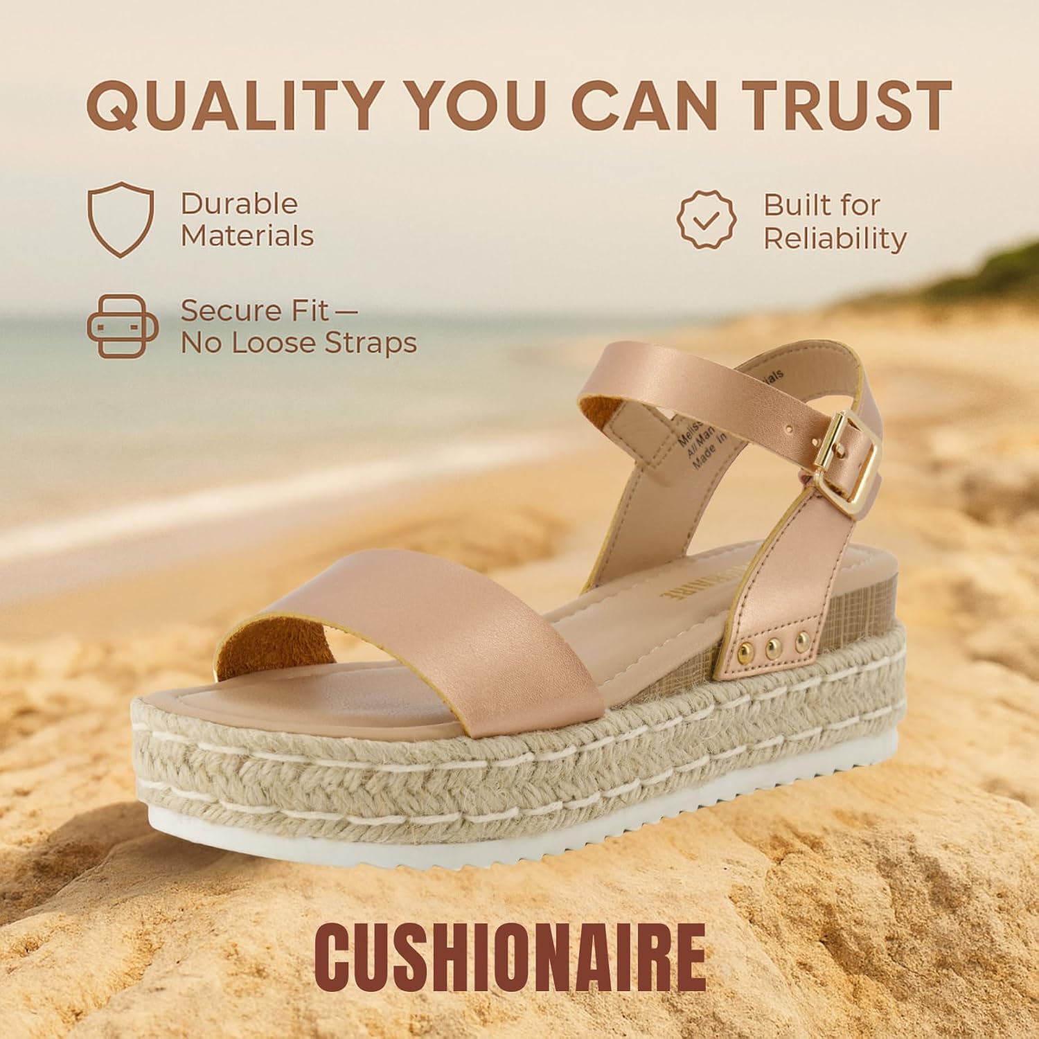 CUSHIONAIRE Melissa Espadrille Platform Sandals For Women with Adjustable Ankle Strap and Memory Foam Insole-Comfortable Womens Sandals for Summer - Image 7